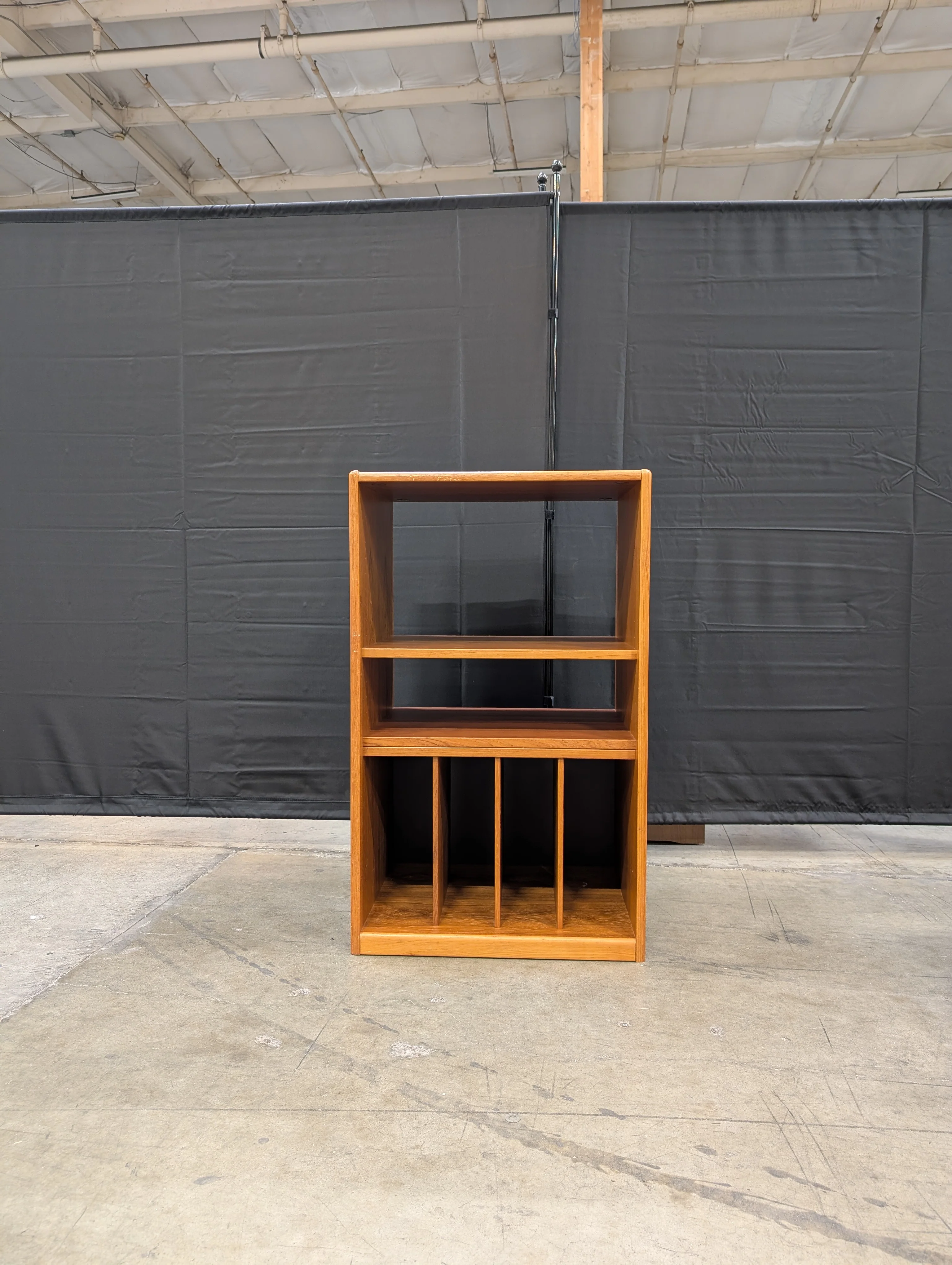 Made in Denmark Wooden Shelving Unit with Record Dividers - Image 4