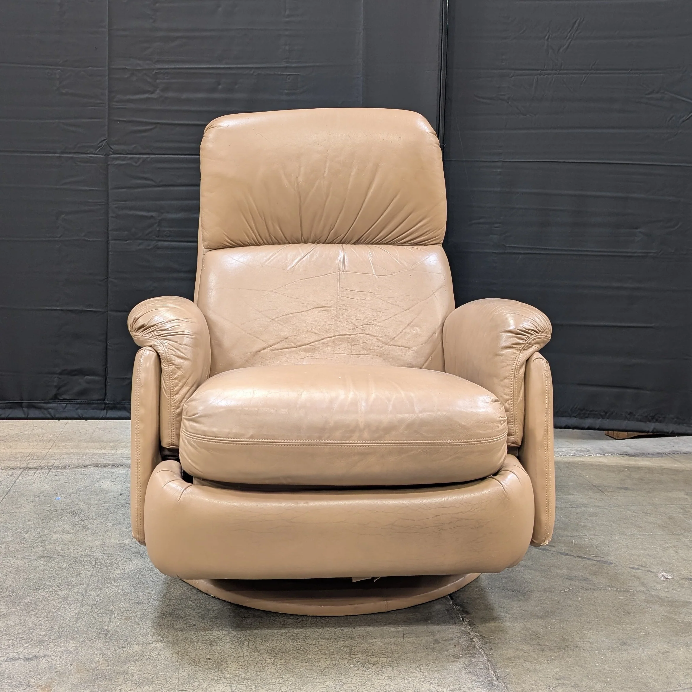 Used Plush Tan Upholstered Recliner Chair