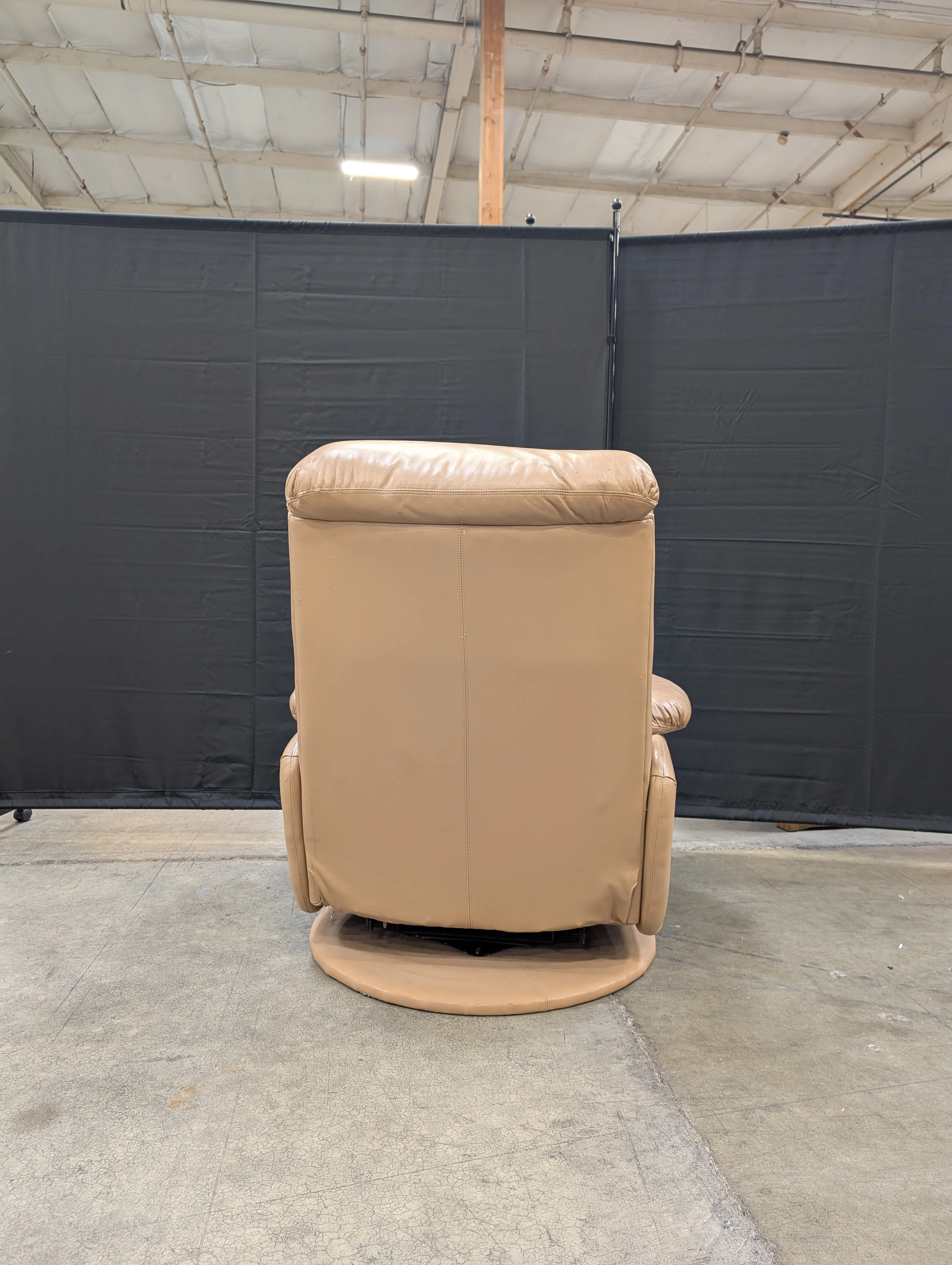 Used Plush Tan Upholstered Recliner Chair - Image 10