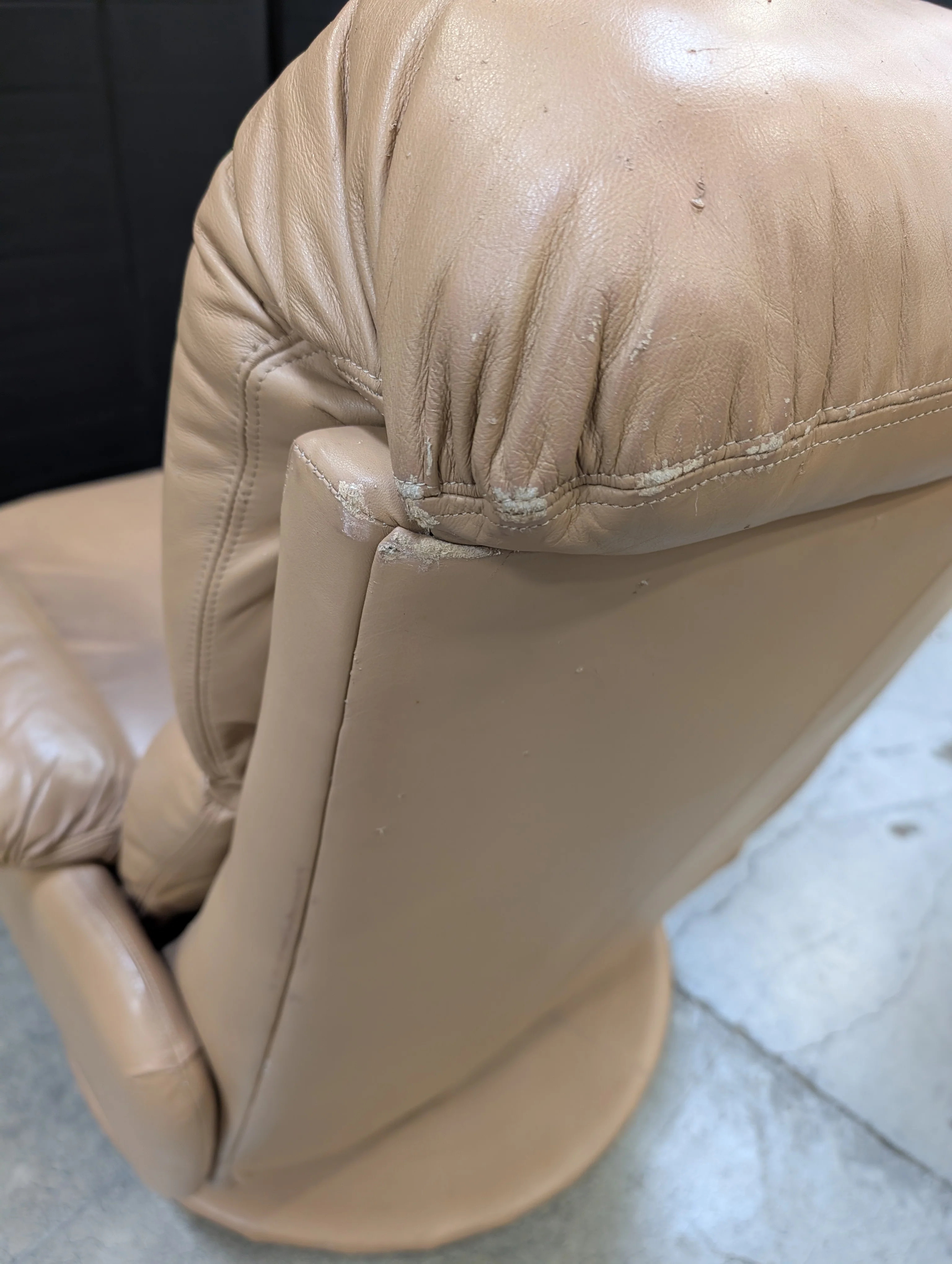 Used Plush Tan Upholstered Recliner Chair - Image 13