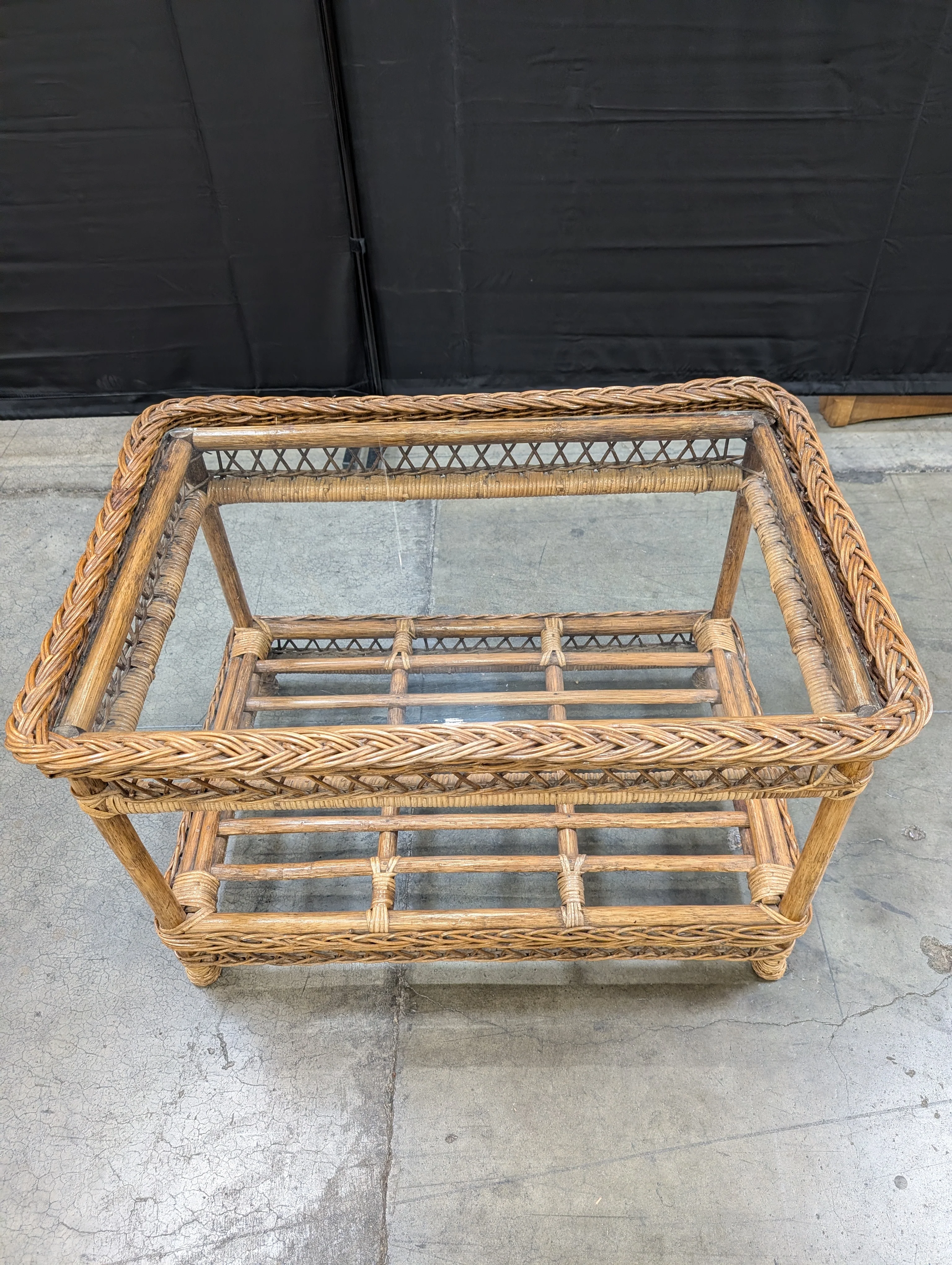 Natural Wicker Rectangular Display Shelf - Image 2