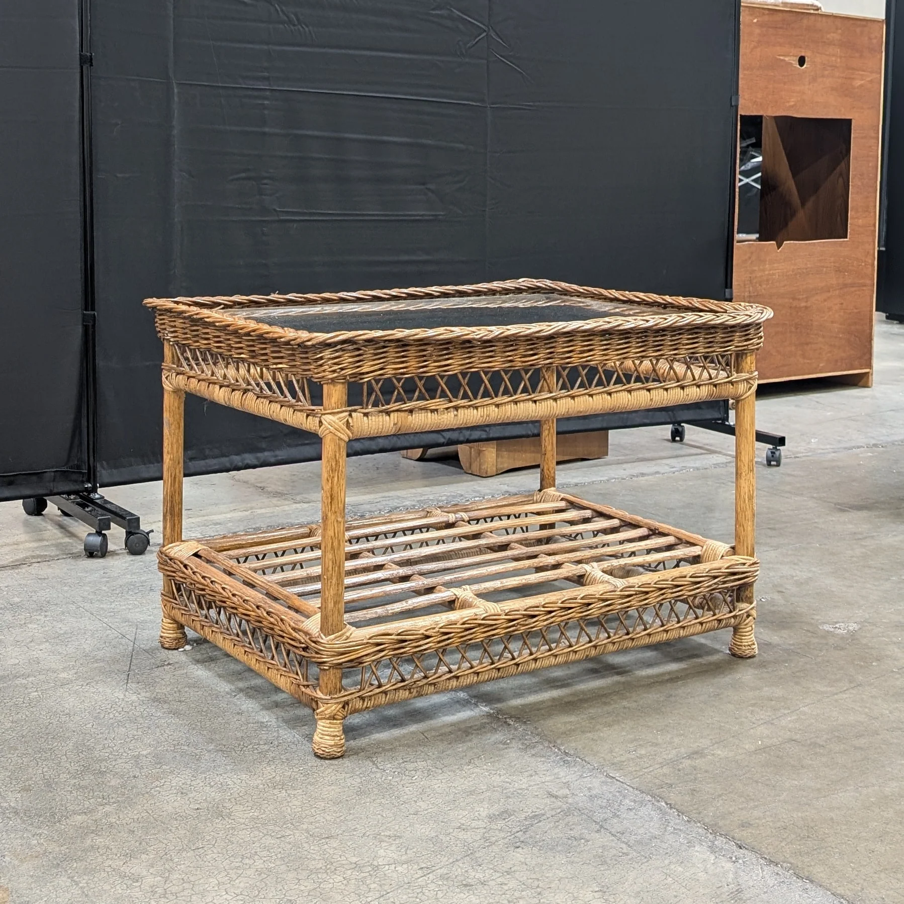 Natural Wicker Rectangular Display Shelf - Image 3