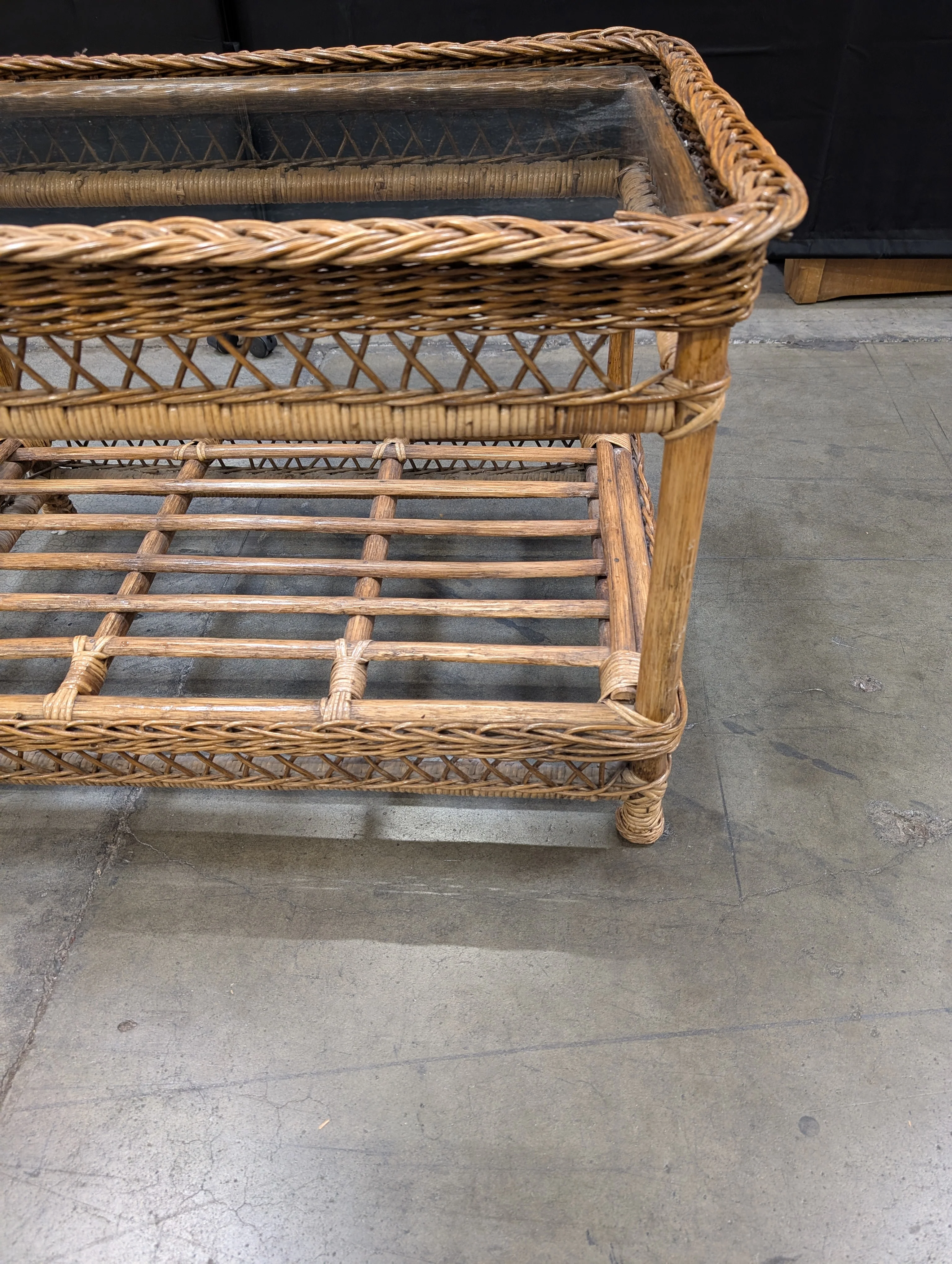 Natural Wicker Rectangular Display Shelf - Image 5