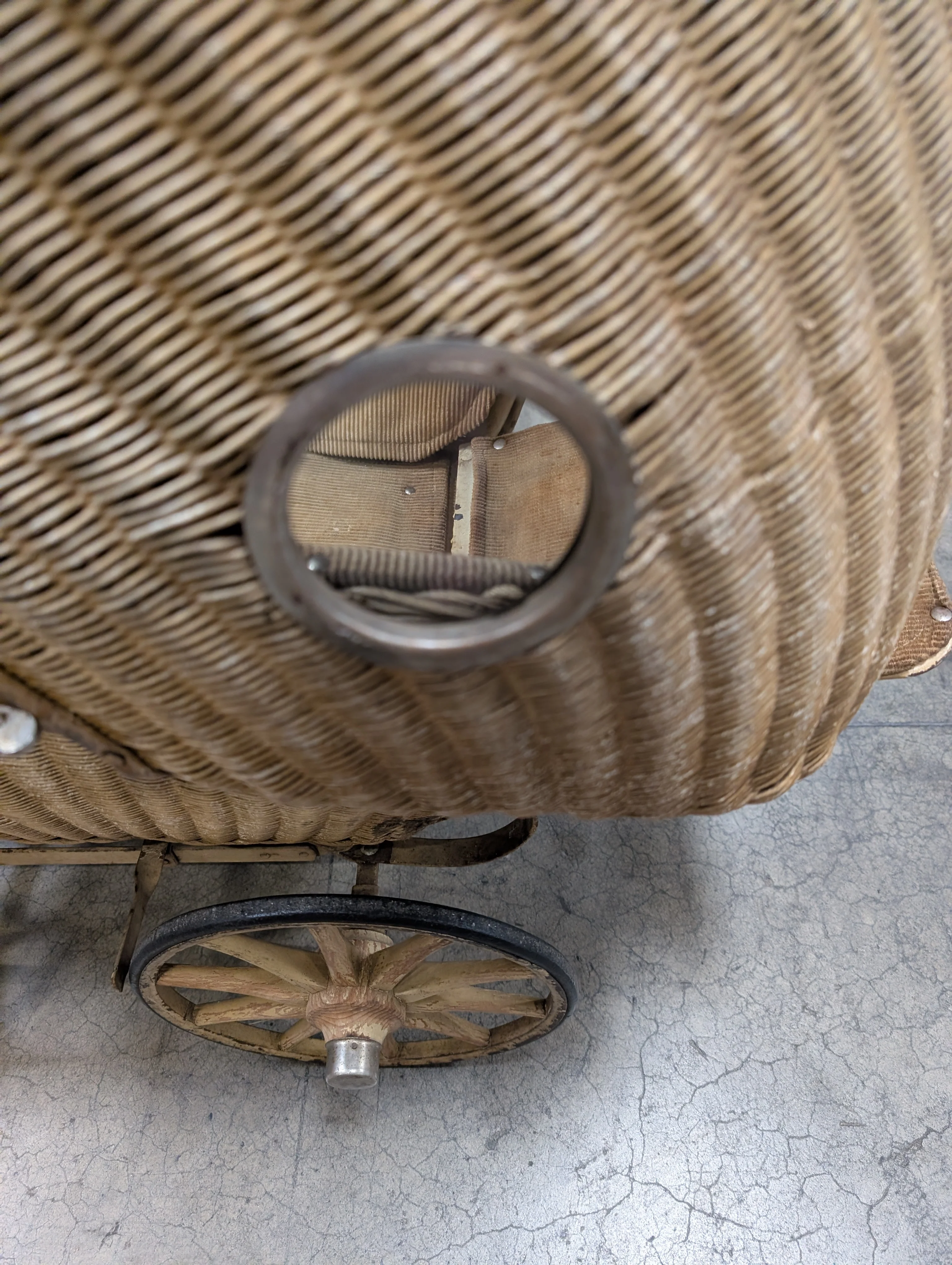 Vintage Lloyd Loom Baby Carriage with  Glass Porthole Window - Image 13