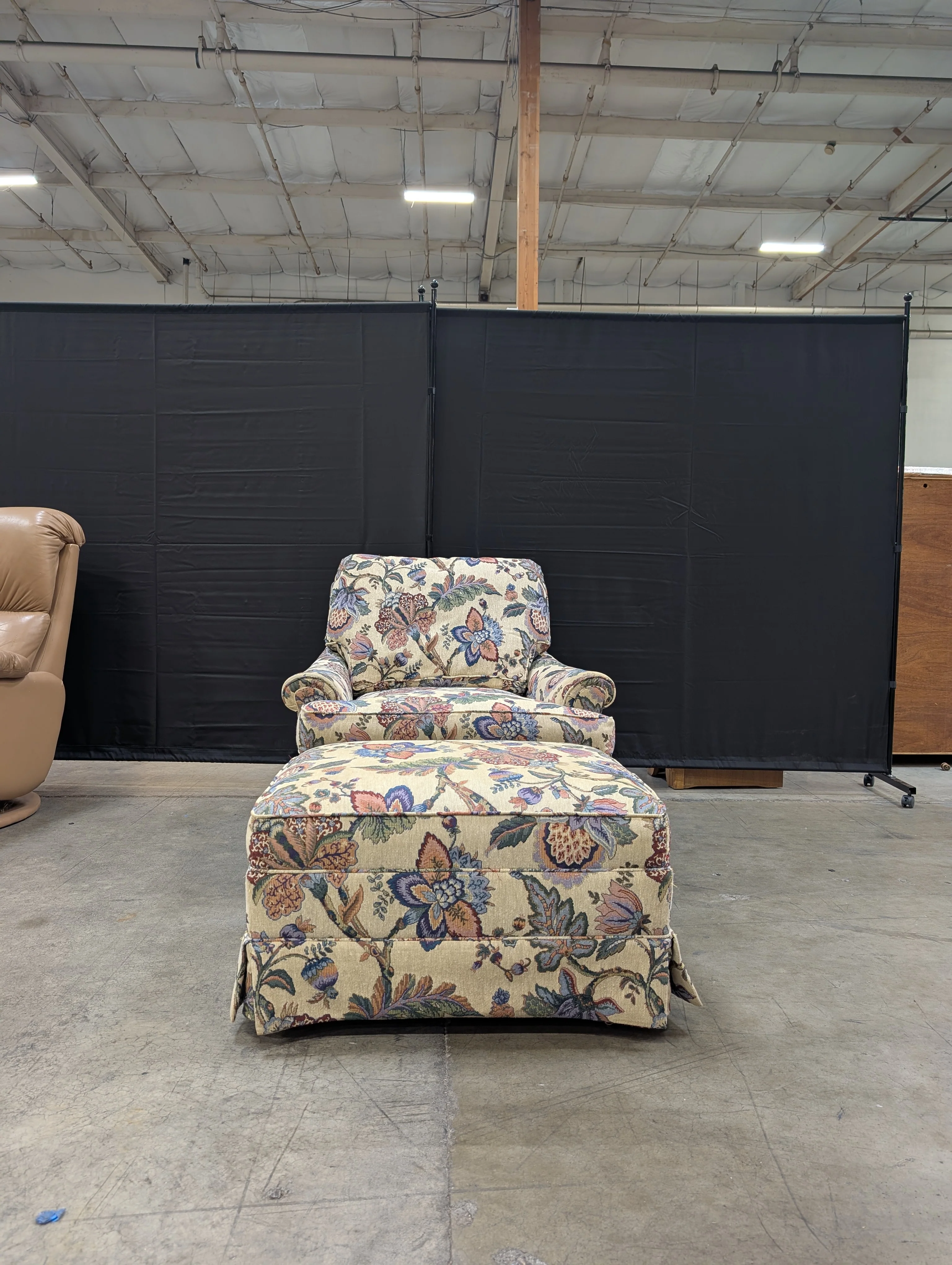 Charming Floral Upholstered Armchair and Ottoman Set - Image 5