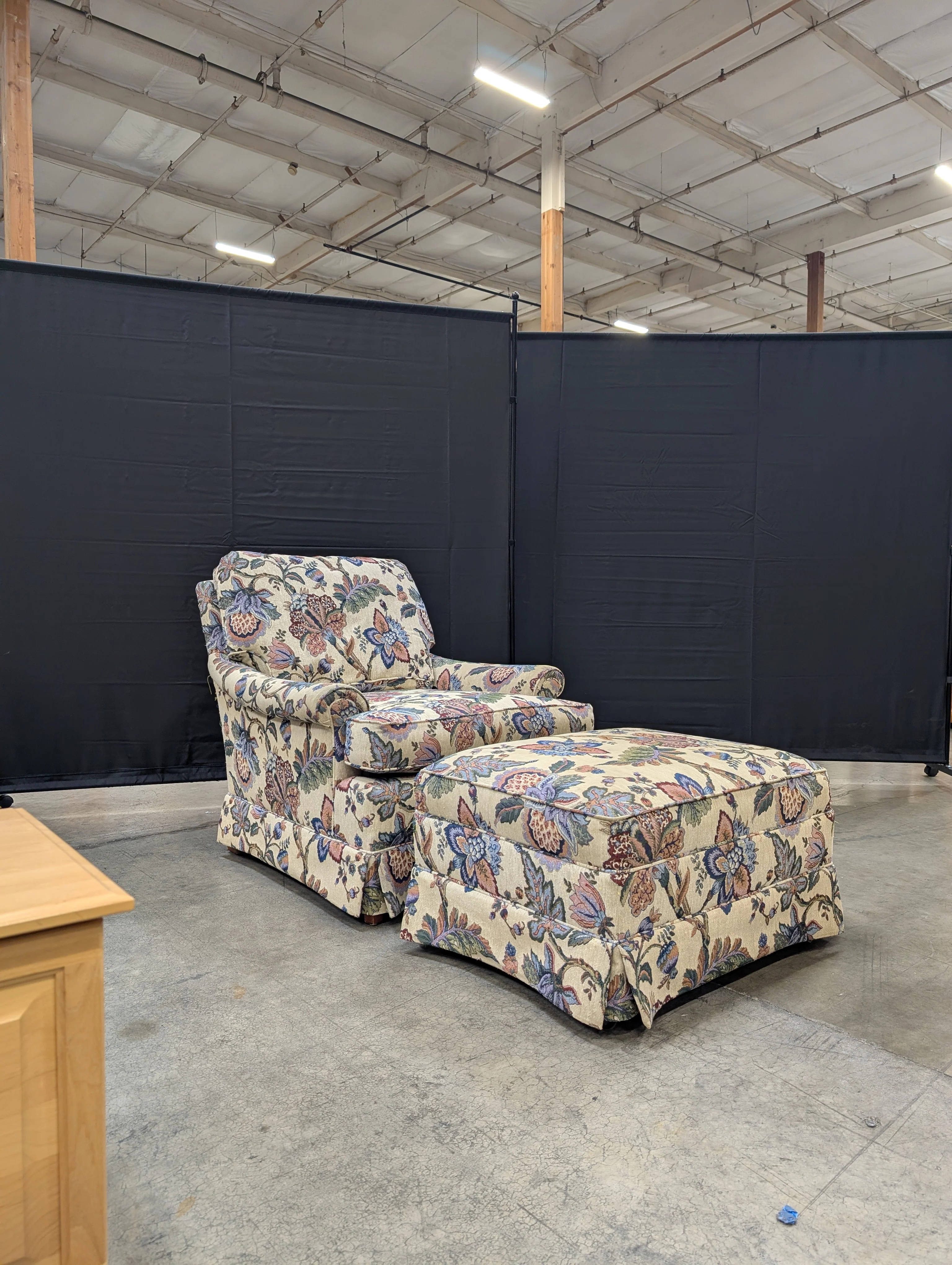 Charming Floral Upholstered Armchair and Ottoman Set - Image 6