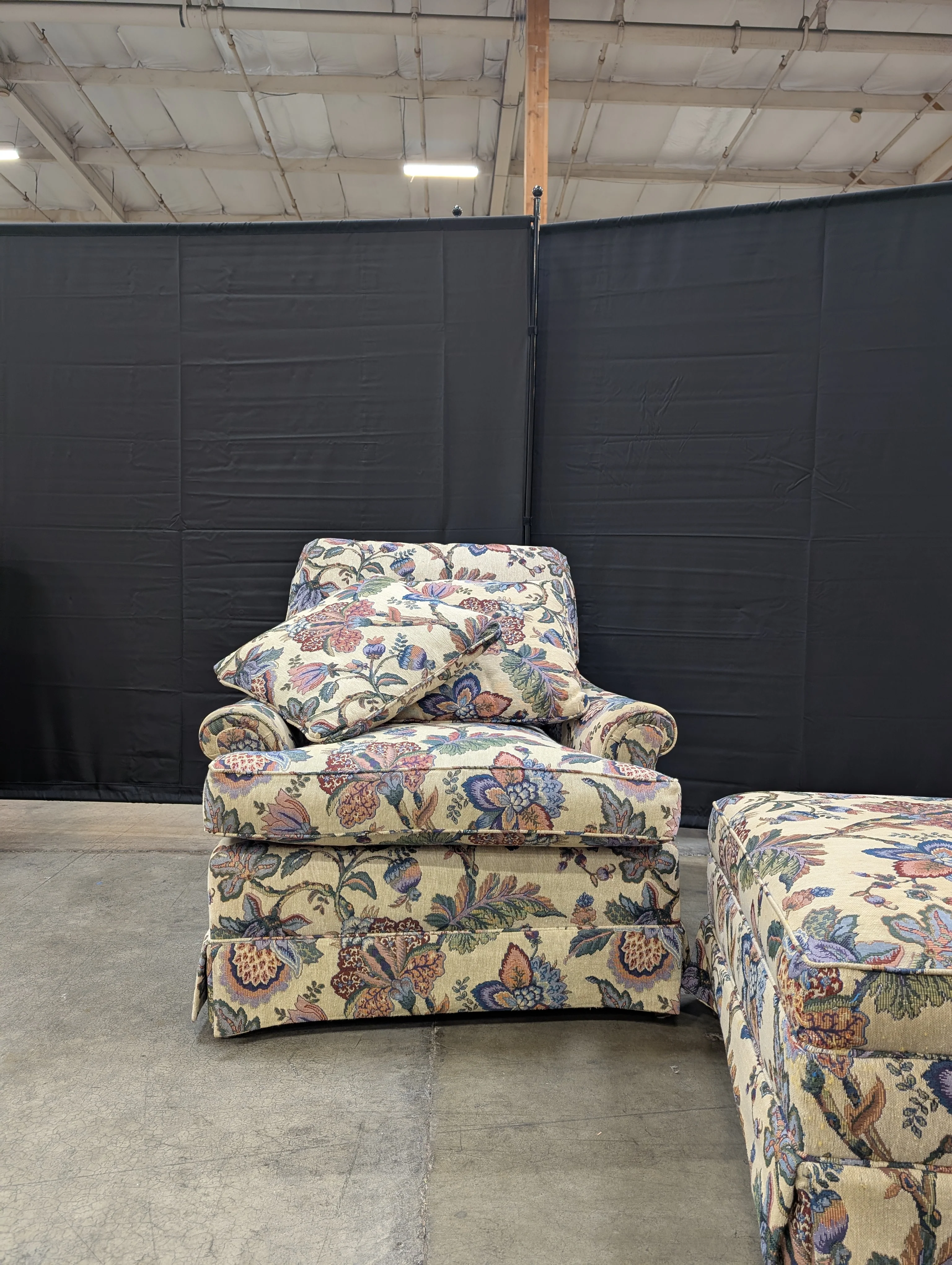 Charming Floral Upholstered Armchair and Ottoman Set - Image 7