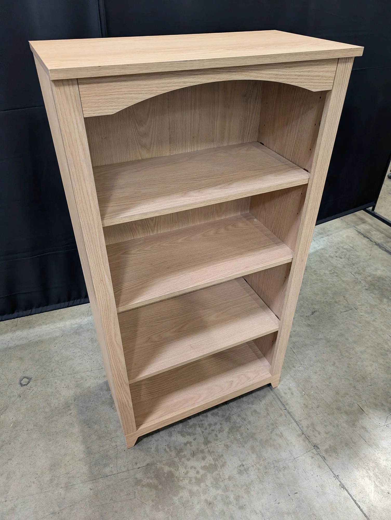 Light Wood Four-Shelf Bookcase with Arched Top - Image 2