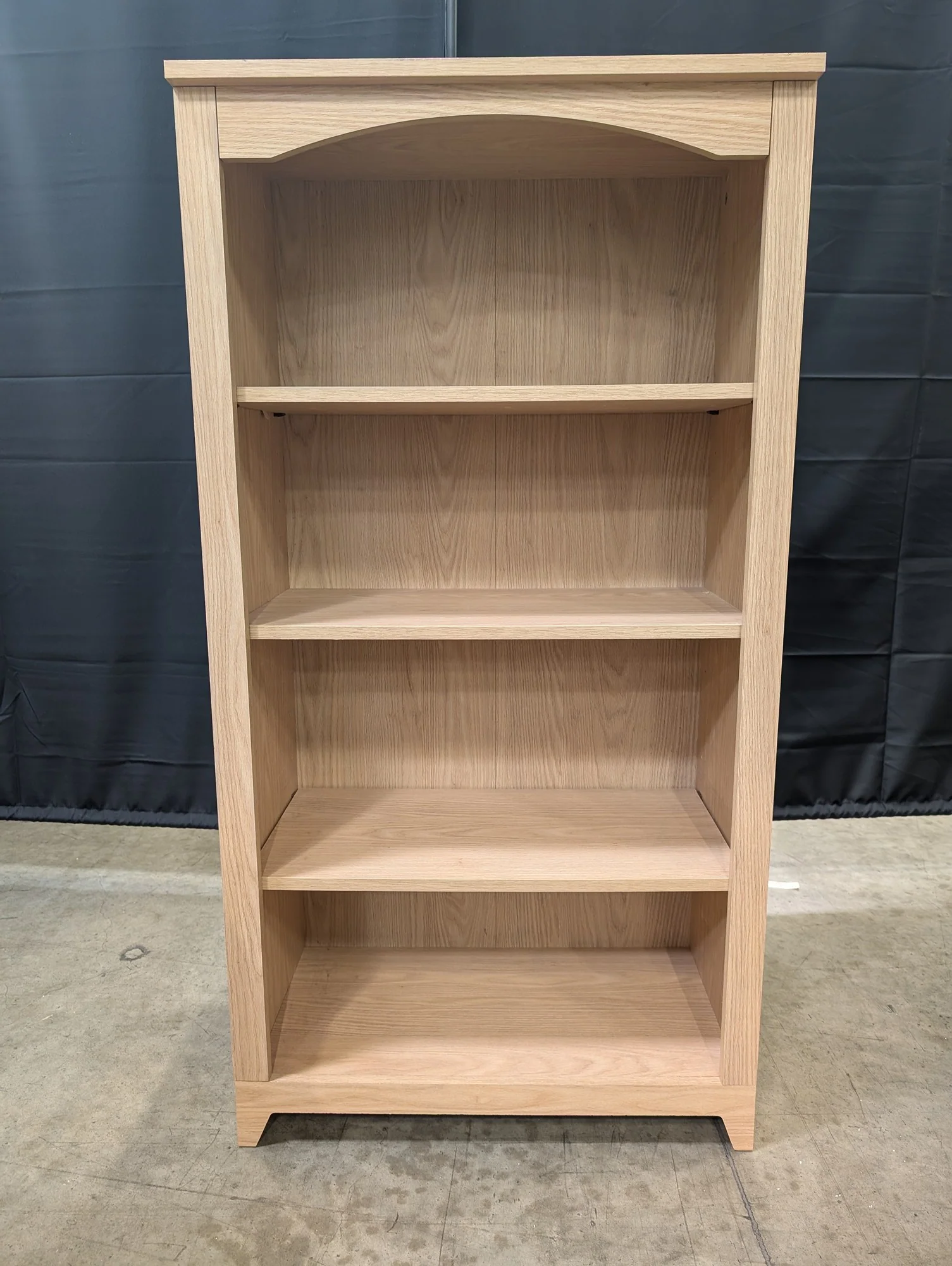 Light Wood Four-Shelf Bookcase with Arched Top - Image 3