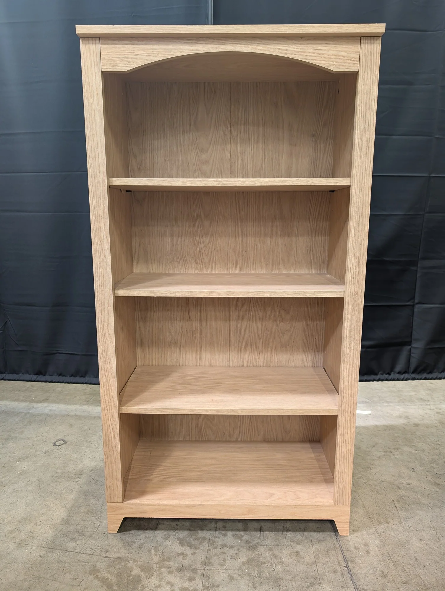 Light Wood Four-Shelf Bookcase with Arched Top - Image 4