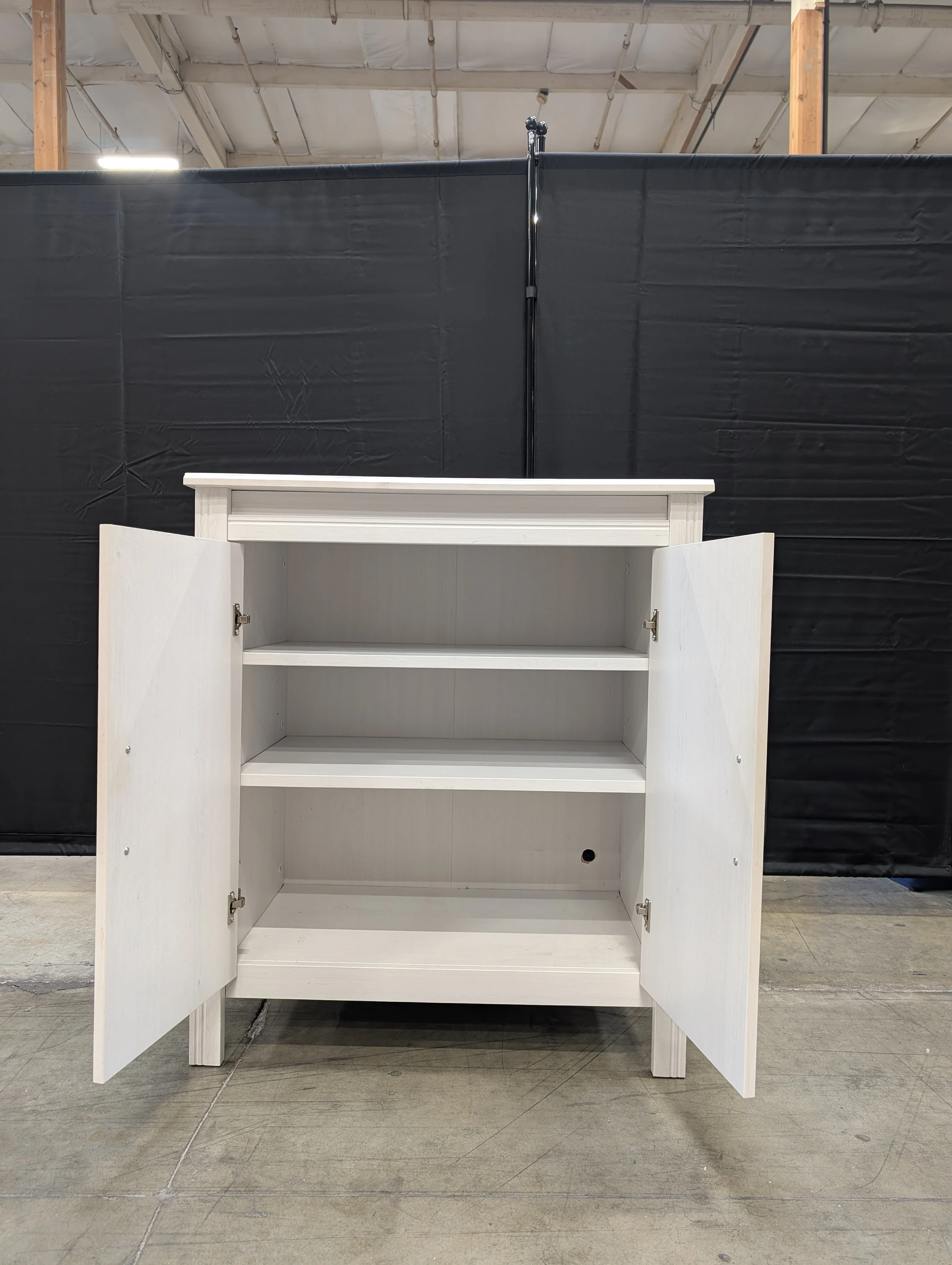 Versatile Off-White Wooden Storage Cabinet with Two Doors - Image 2