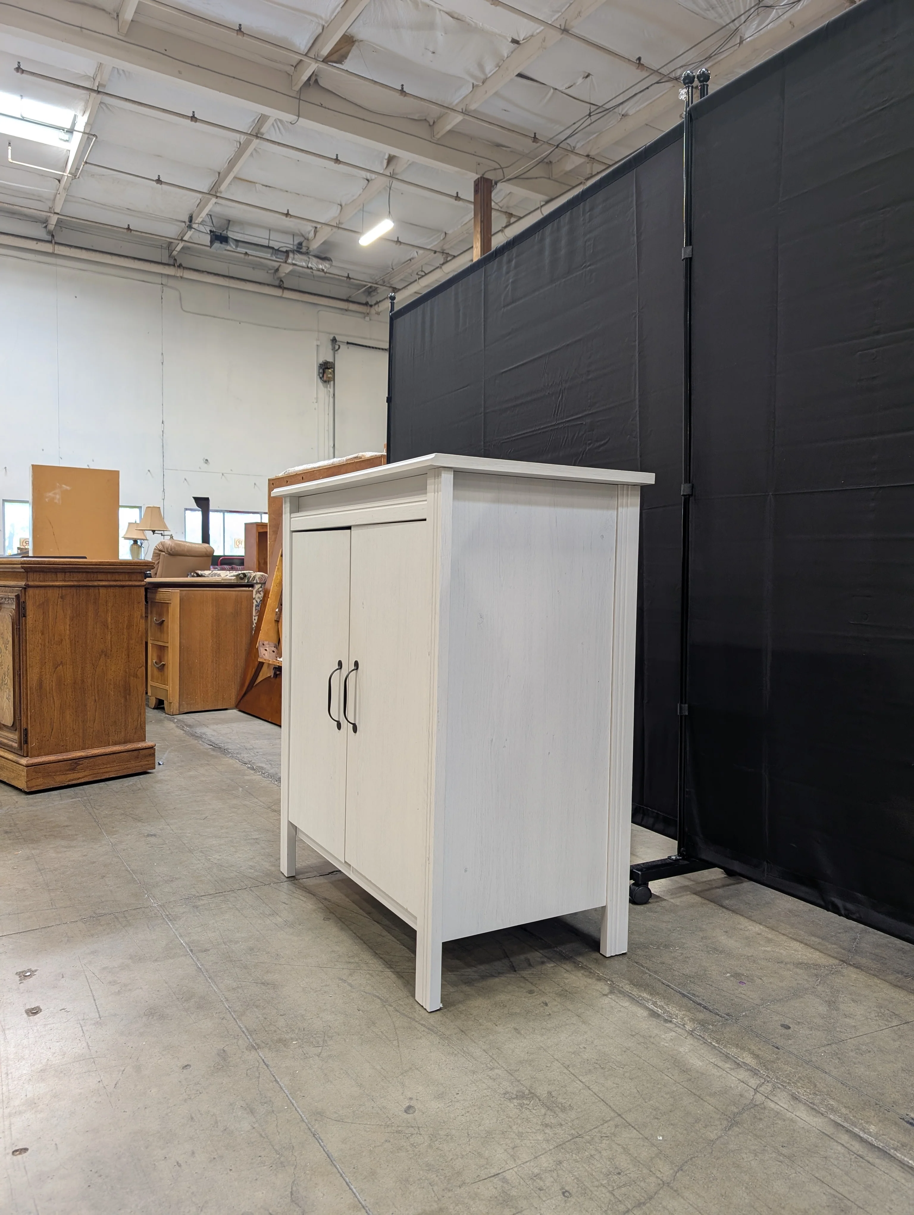 Versatile Off-White Wooden Storage Cabinet with Two Doors - Image 4