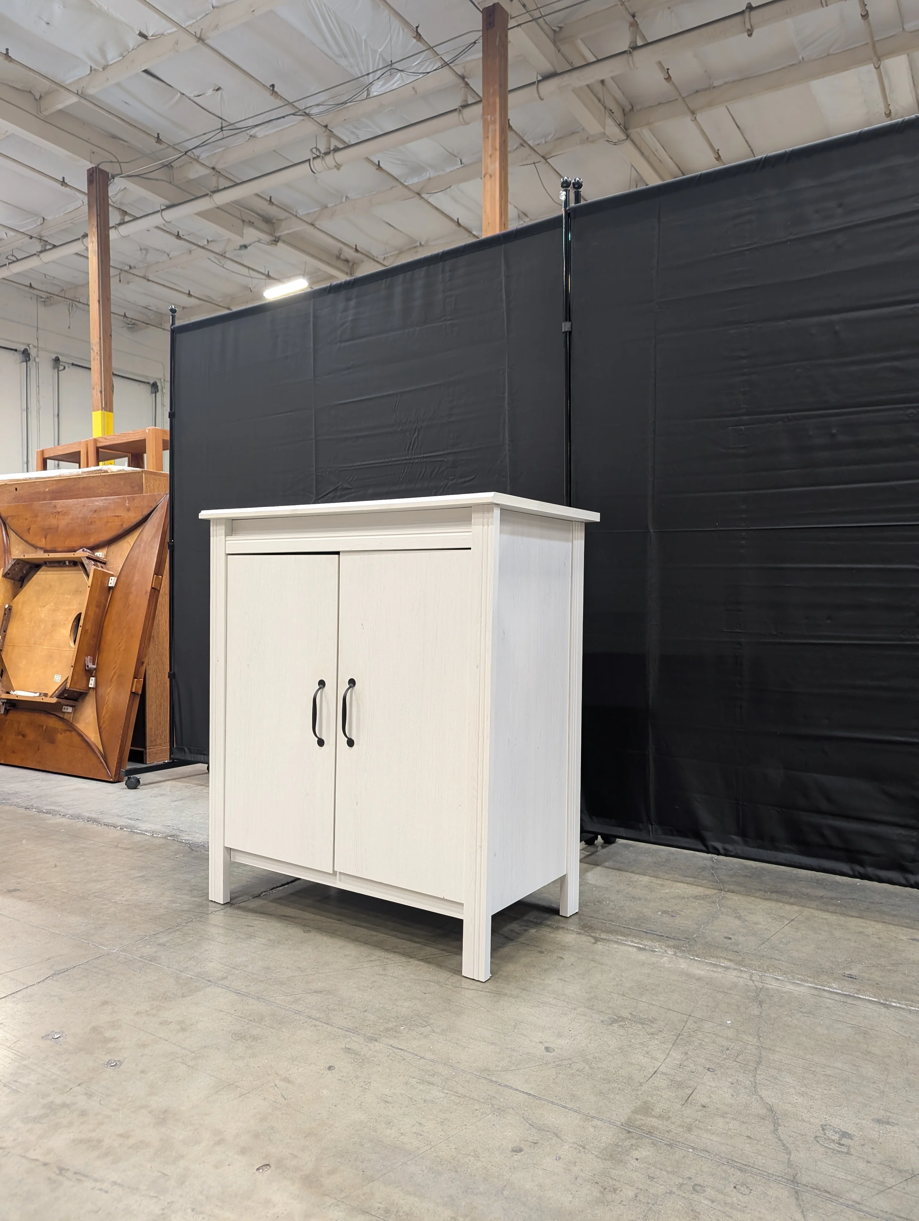 Versatile Off-White Wooden Storage Cabinet with Two Doors - Image 6