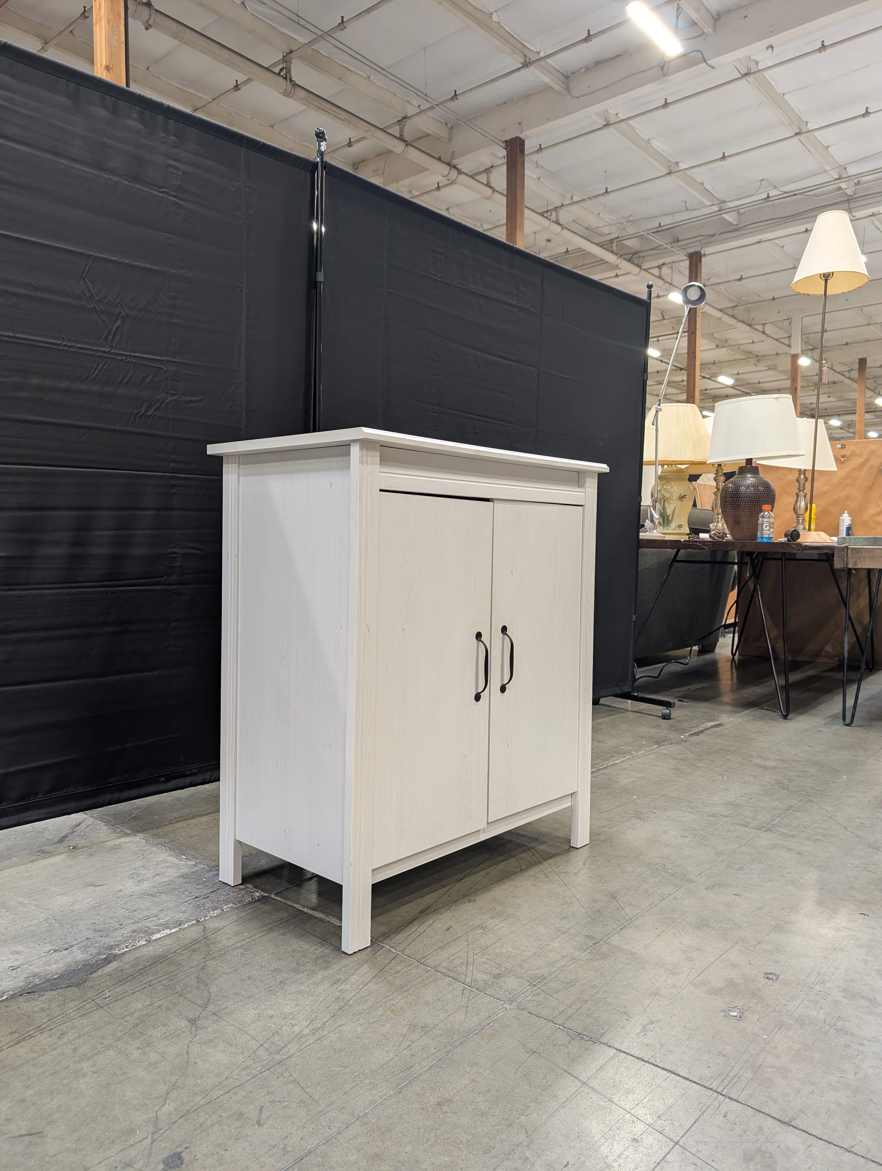 Versatile Off-White Wooden Storage Cabinet with Two Doors - Image 7