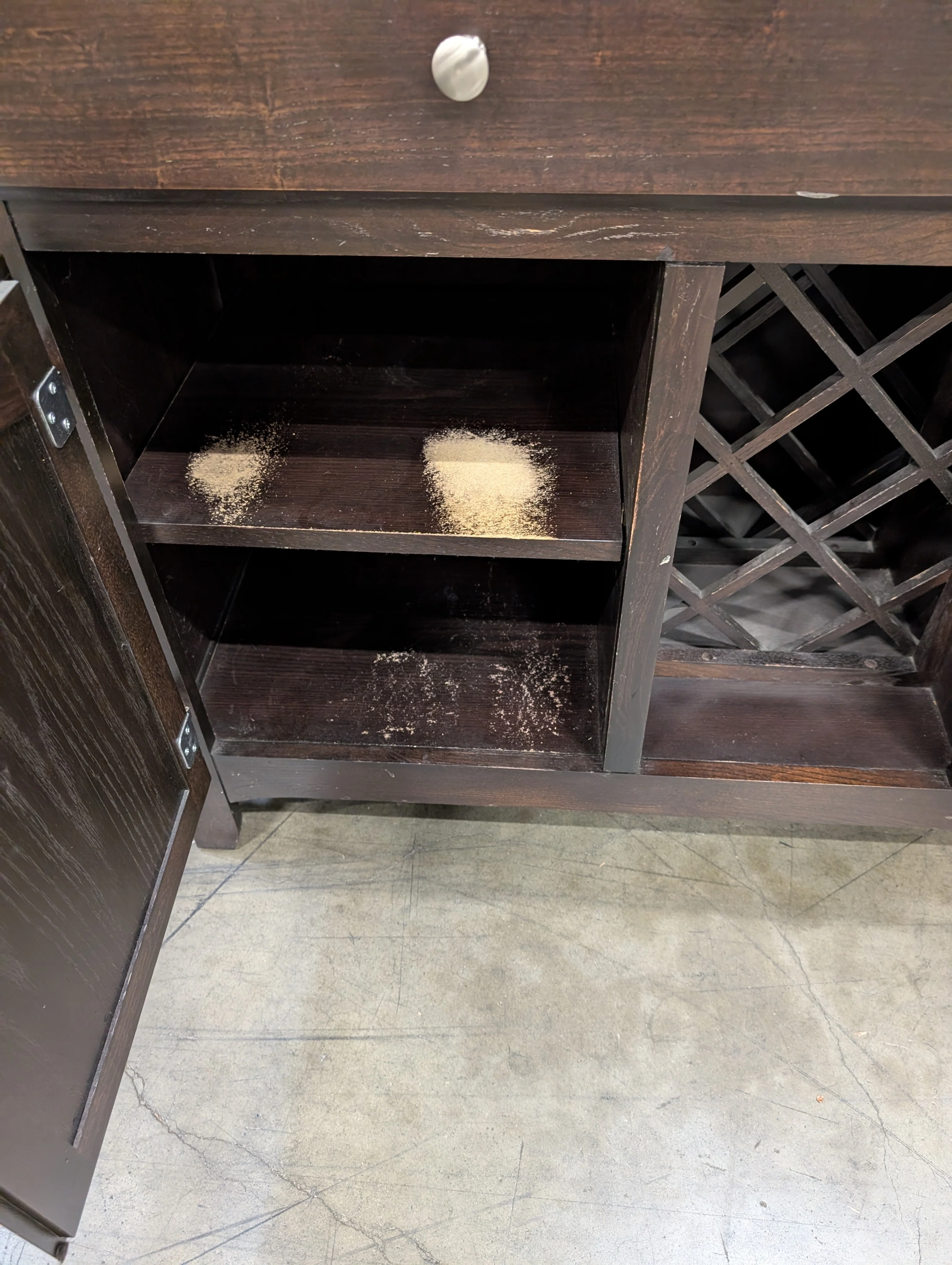 Two-Piece Dark Wood Display Hutch with Glass Doors - Image 4