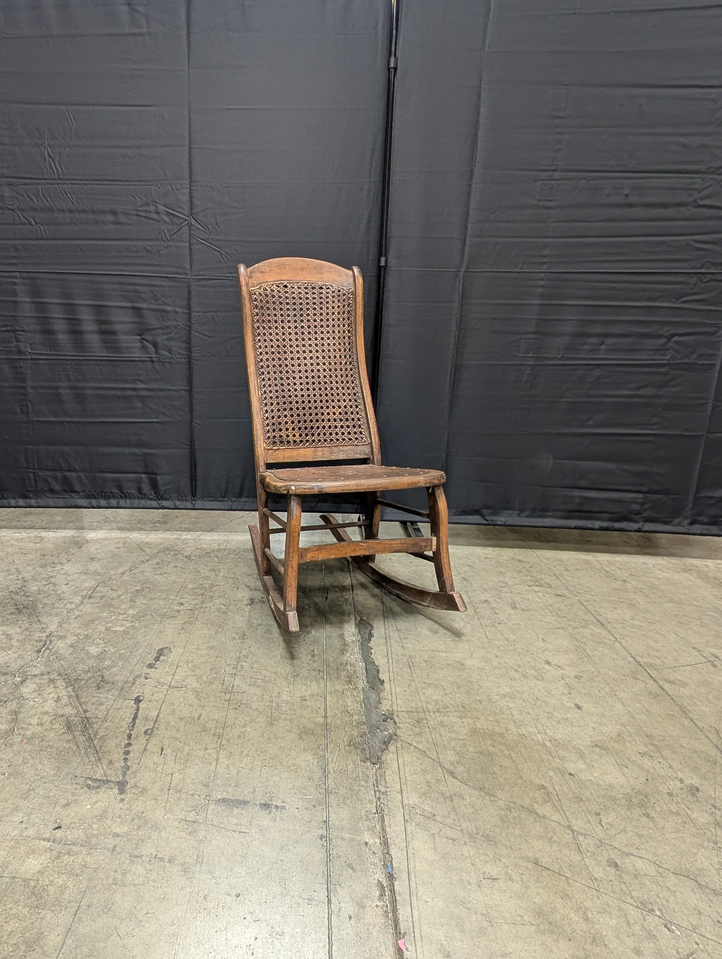 Vintage Wooden Rocking Chair with Cane Backrest - Image 2