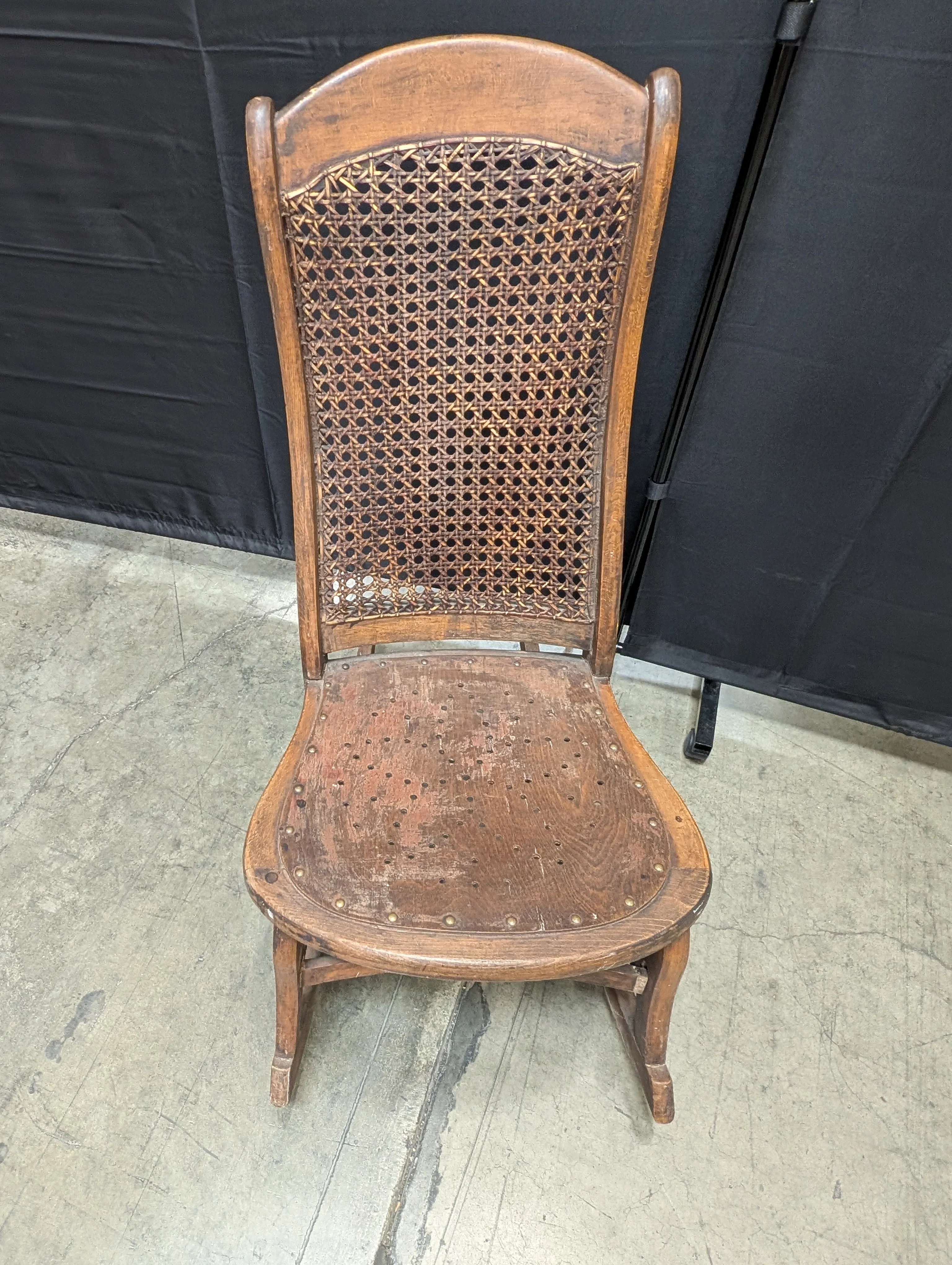Vintage Wooden Rocking Chair with Cane Backrest - Image 3