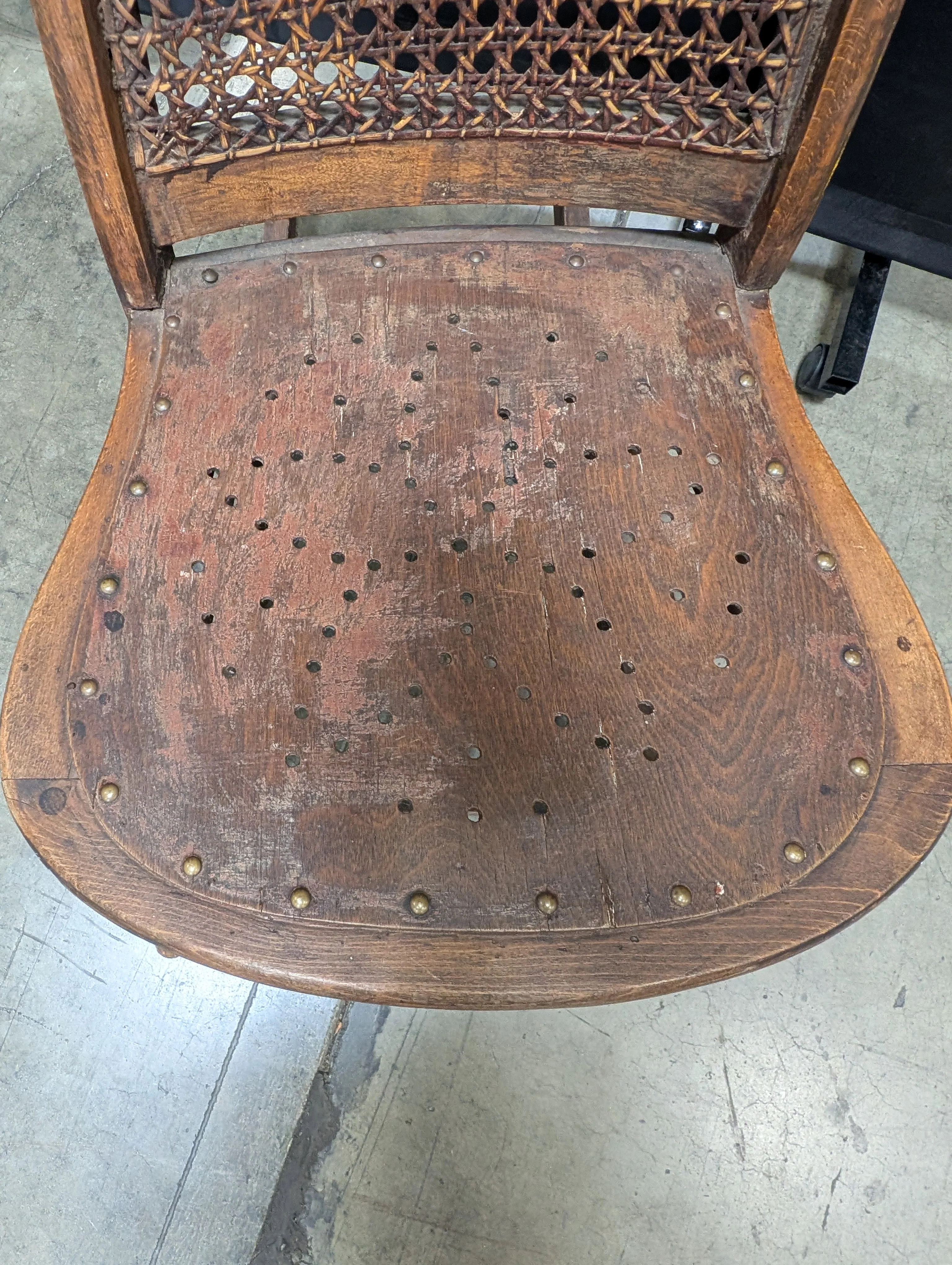 Vintage Wooden Rocking Chair with Cane Backrest - Image 4