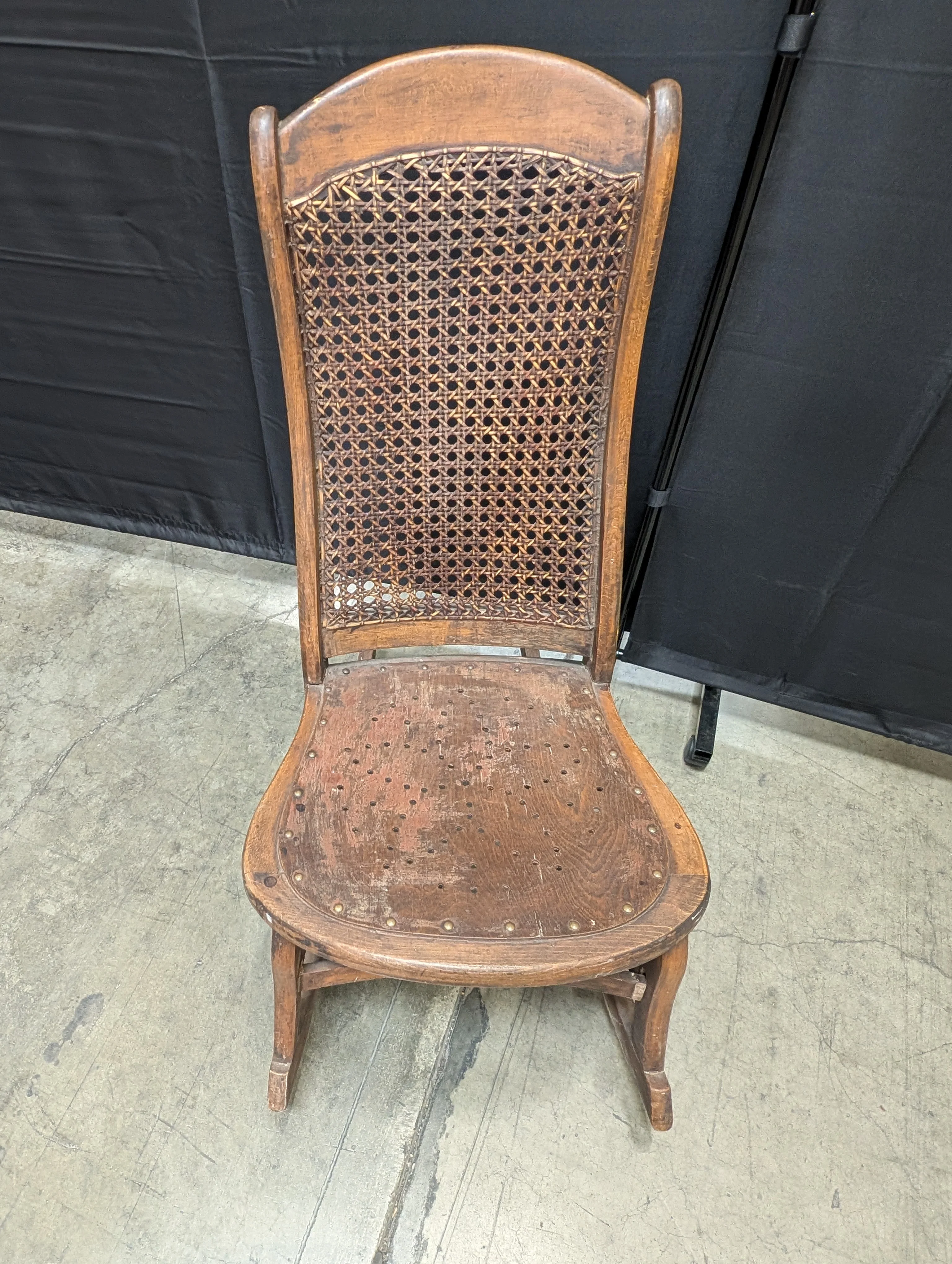 Vintage Wooden Rocking Chair with Cane Backrest - Image 5