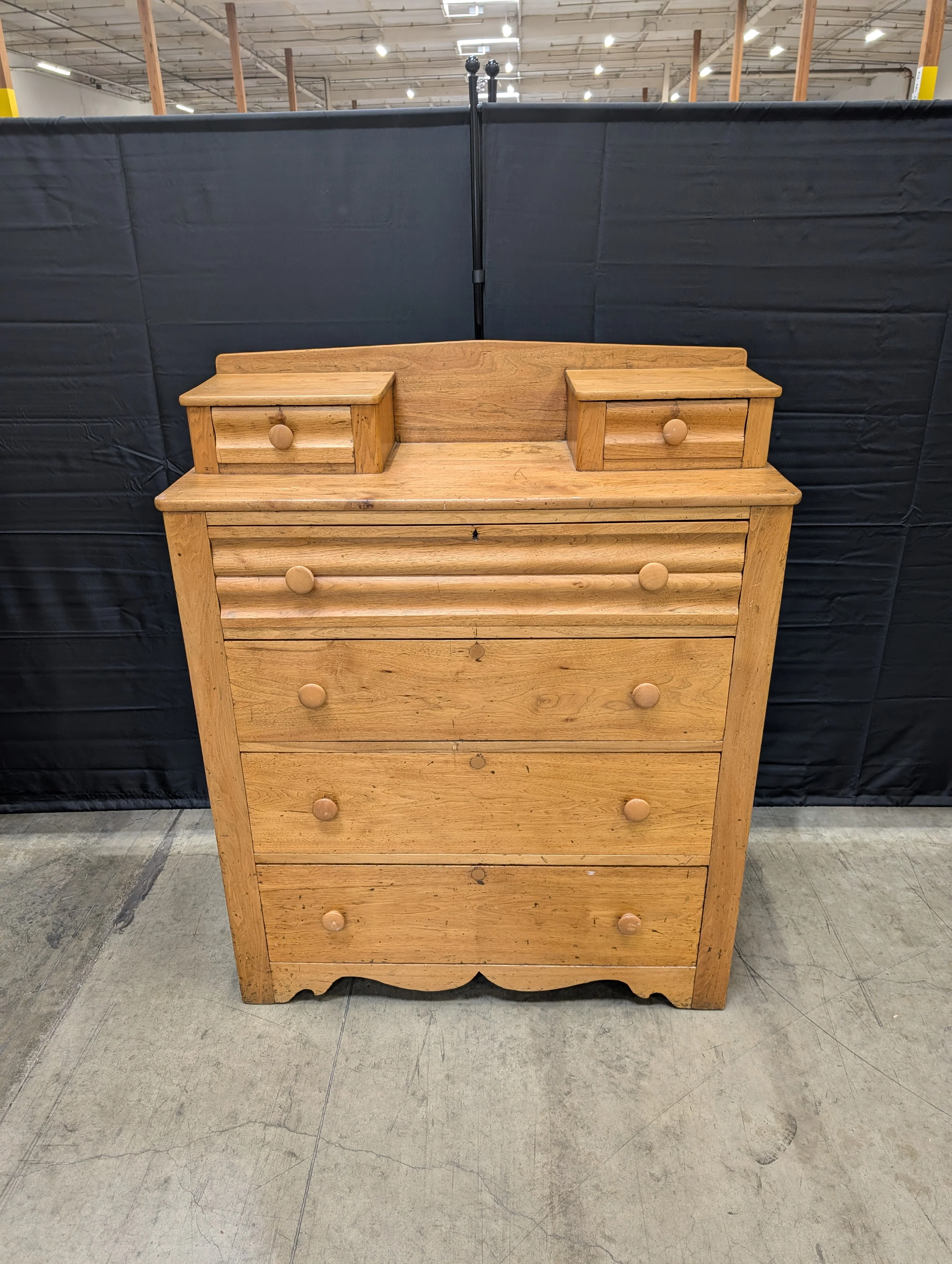 Solid Wood Dresser with Hutch Top and Fluted Detail - Image 2