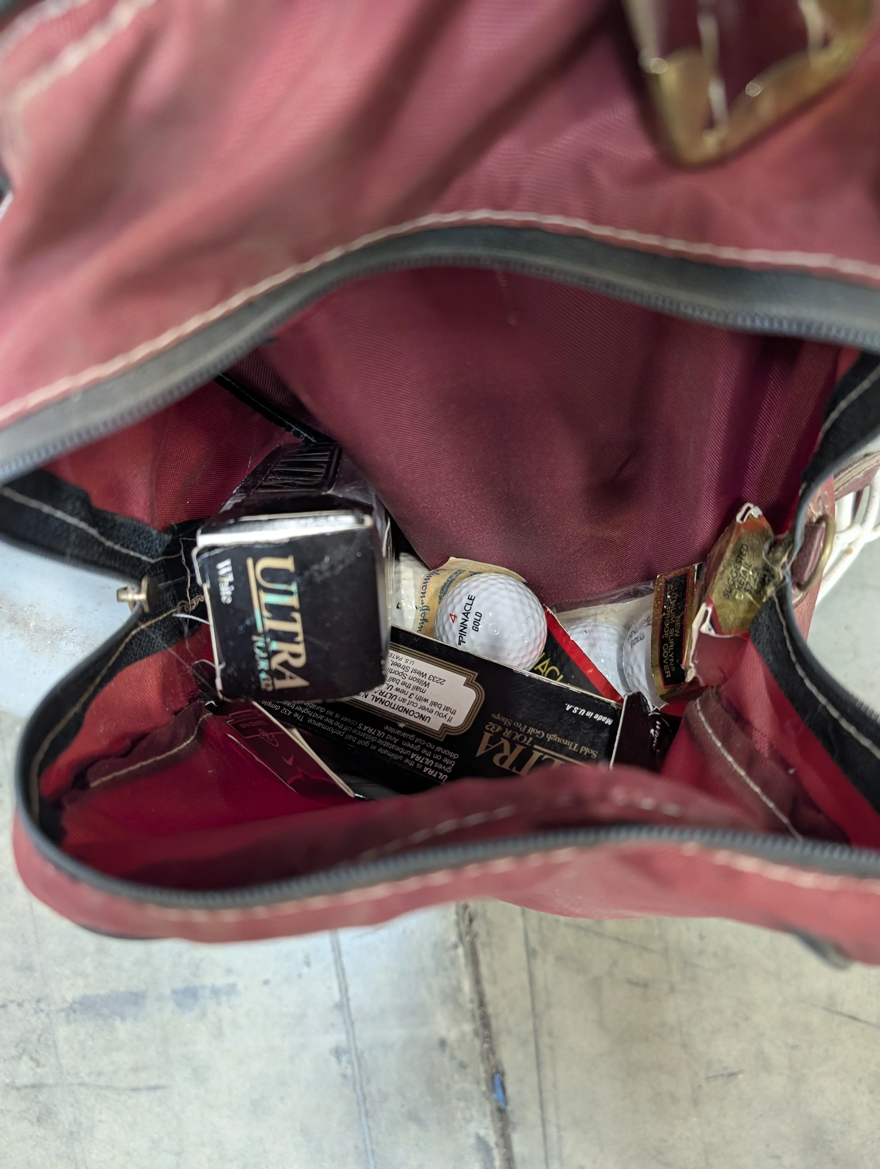 Set of Eleven Golf Clubs with Red Cart Bag and Push Cart - Image 8