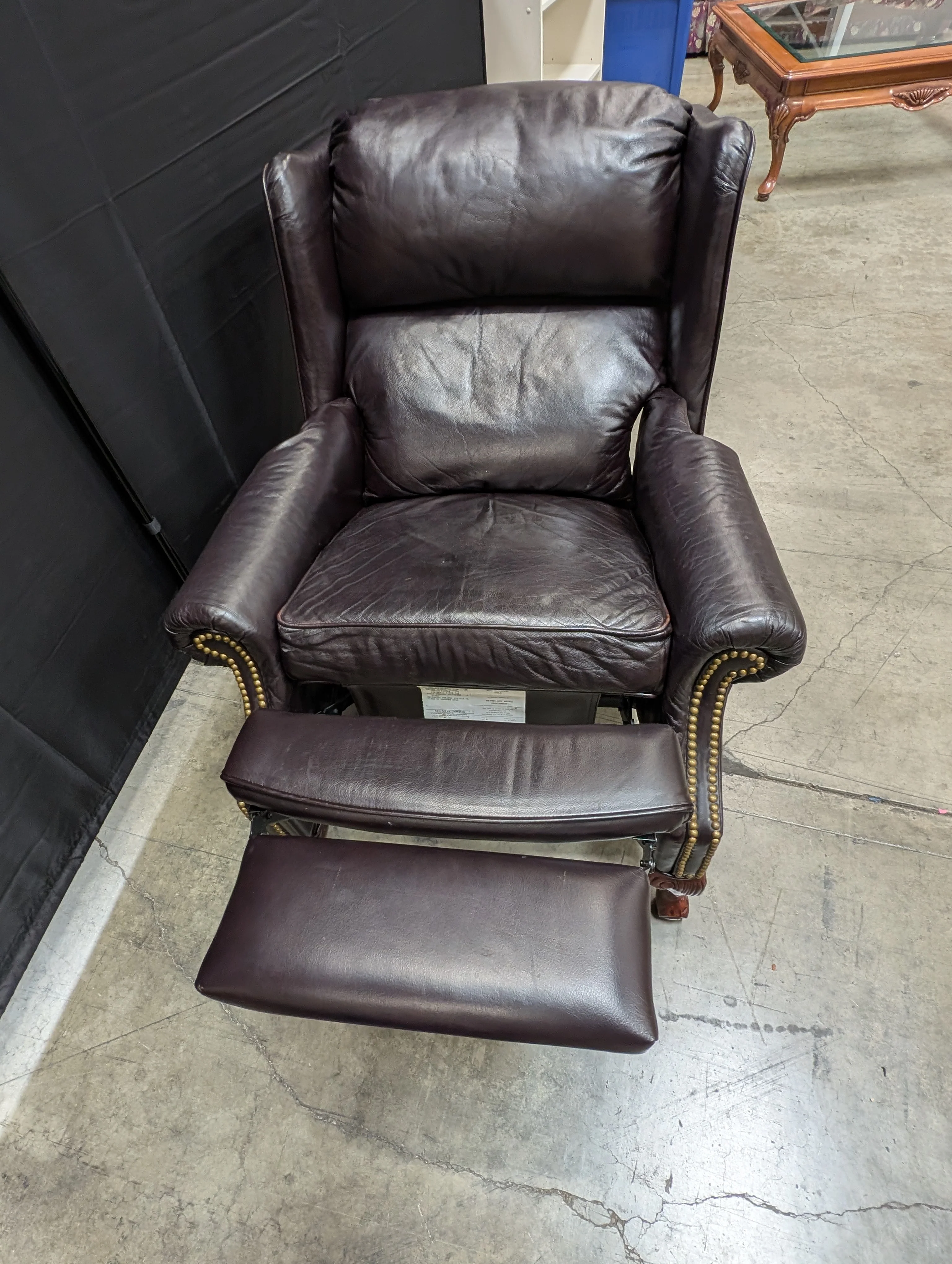 Lane Furniture Classic Dark Brown Leather Wingback Club Chair with Nailhead Trim - Image 2
