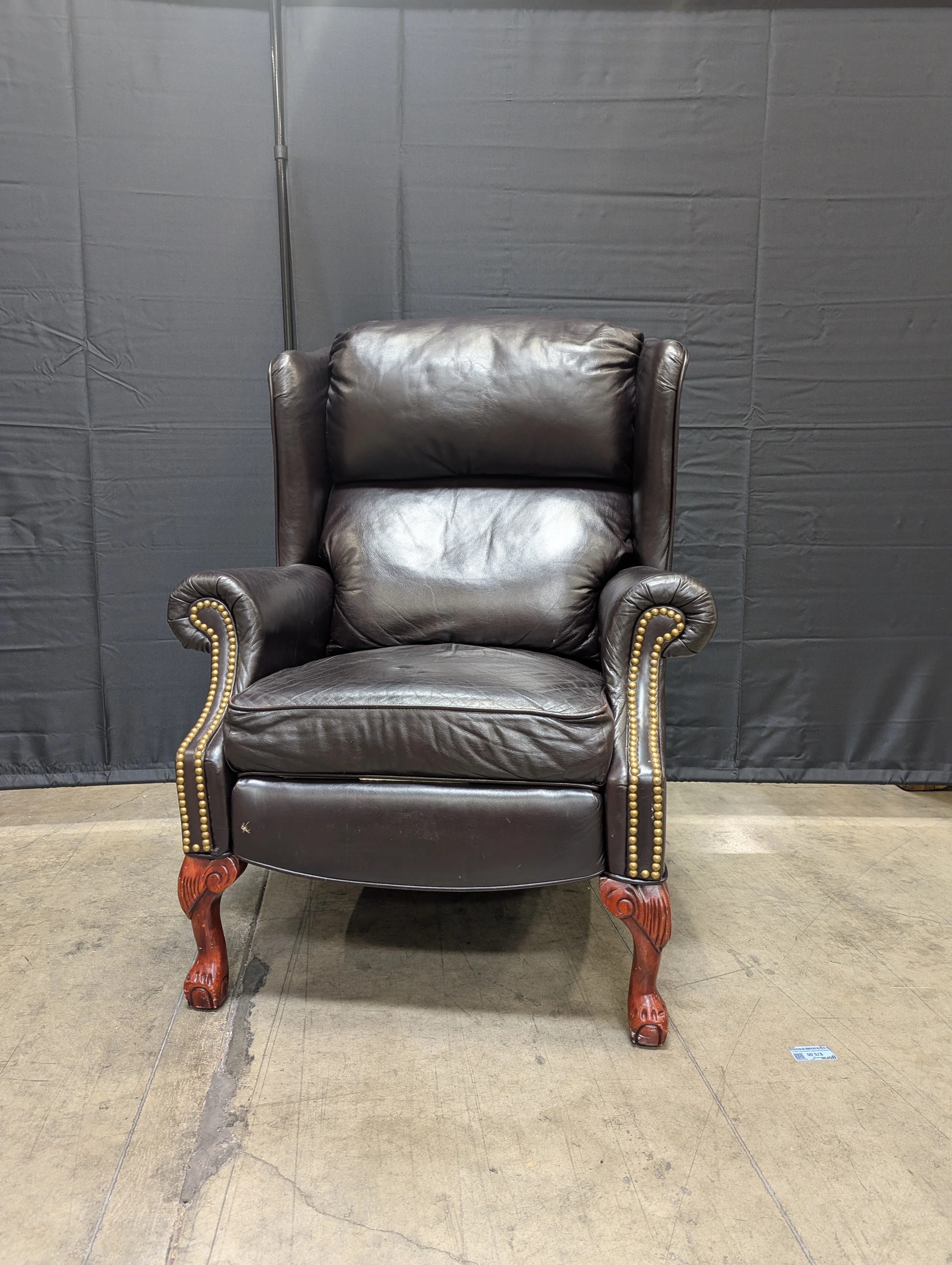 Lane Furniture Classic Dark Brown Leather Wingback Club Chair with Nailhead Trim - Image 5