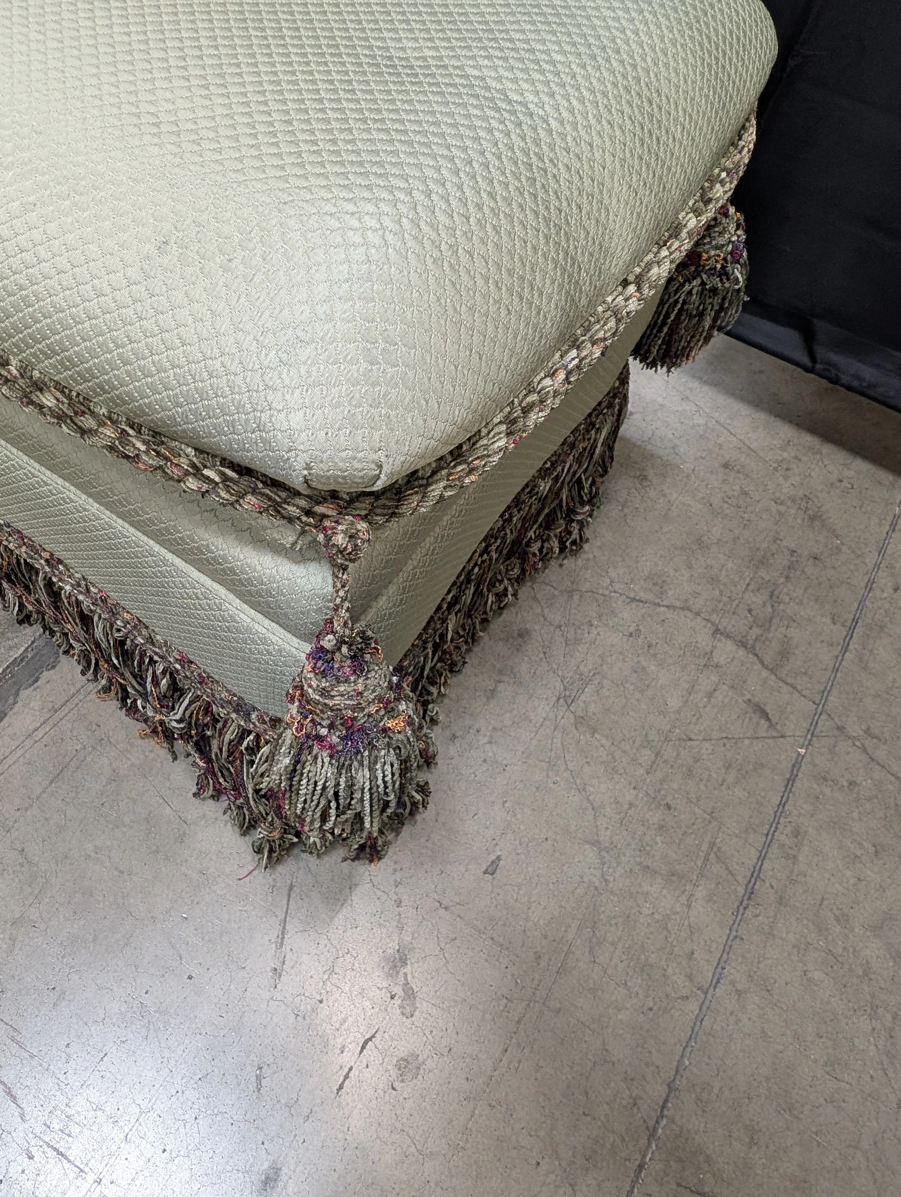 Textured Upholstered Cushion with Tassel Fringe Trim - Image 5