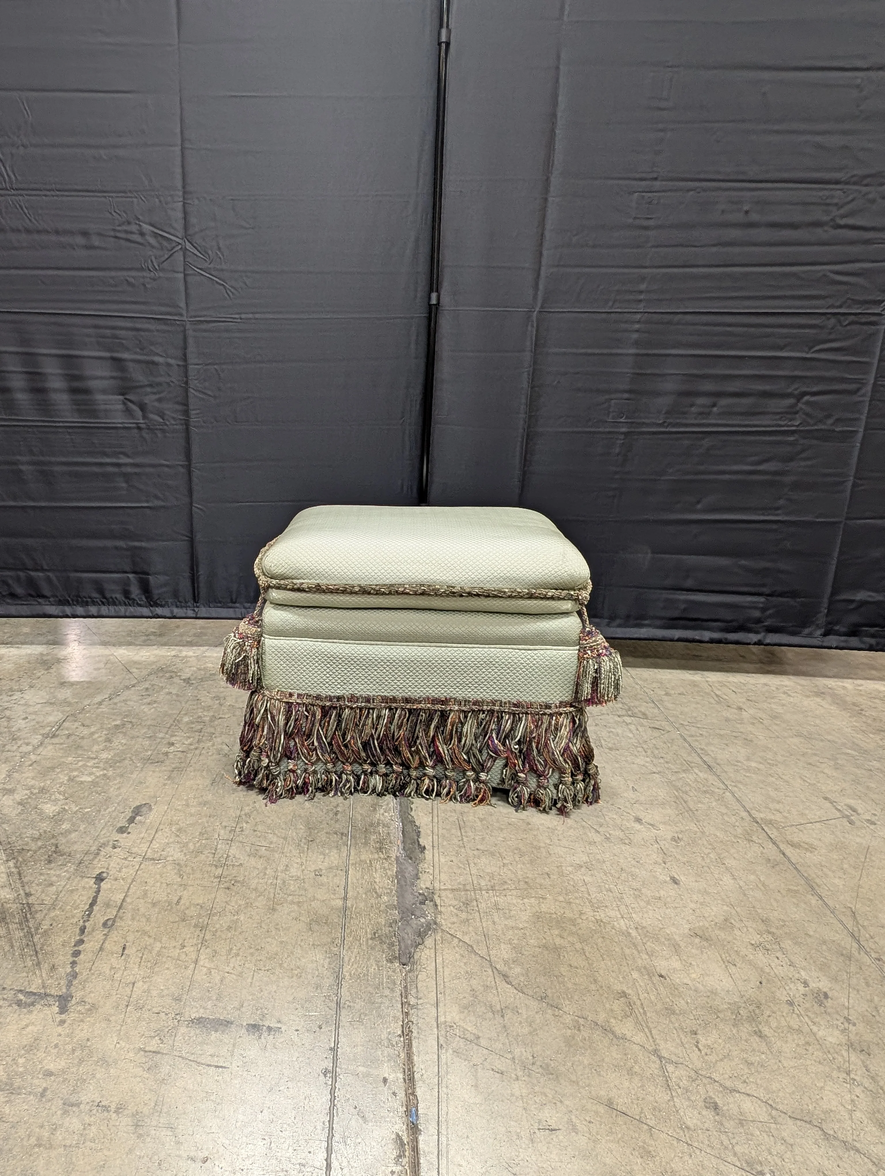 Textured Upholstered Cushion with Tassel Fringe Trim - Image 6