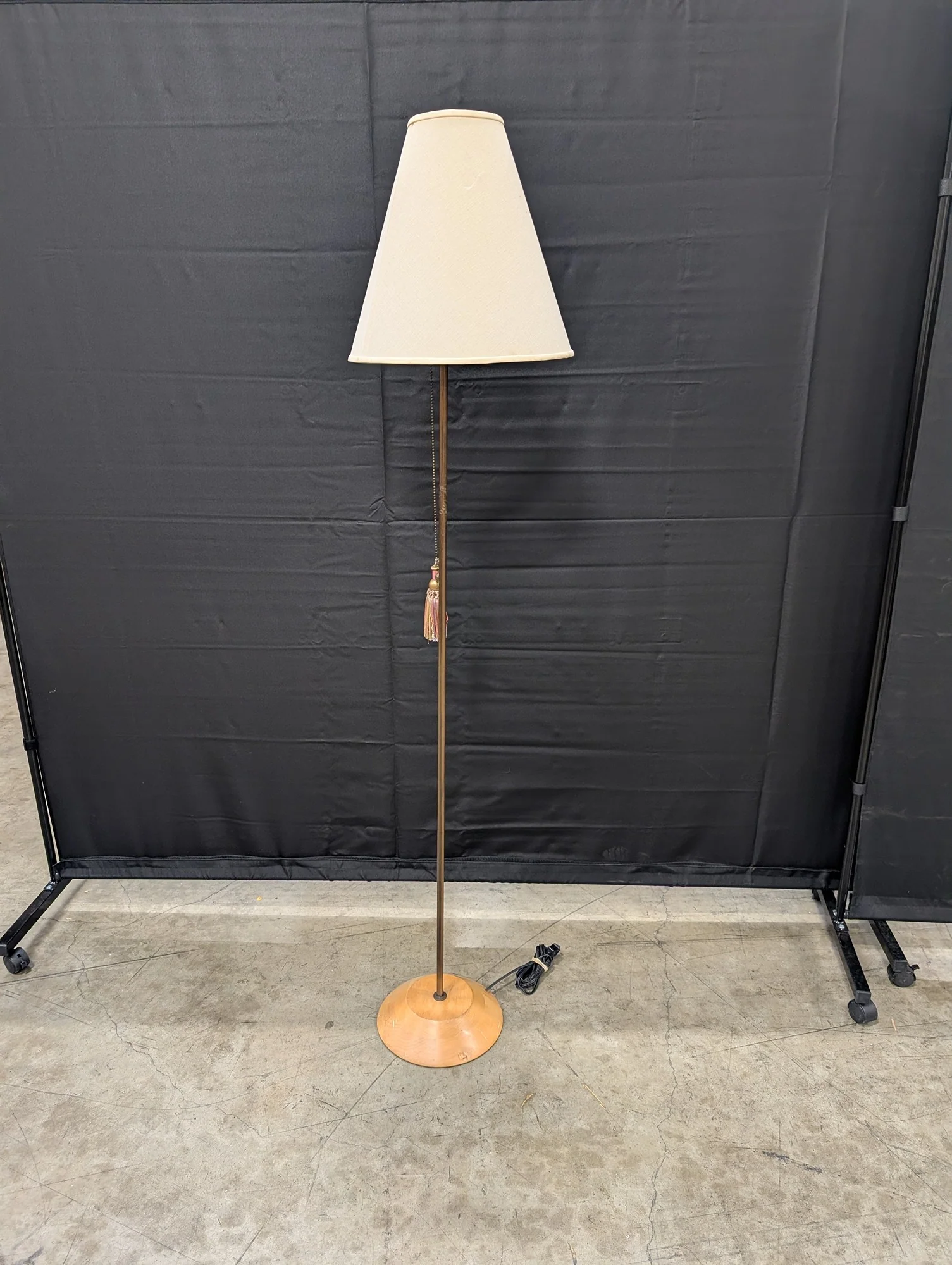Classic Tapered Shade Floor Lamp with Wood Base