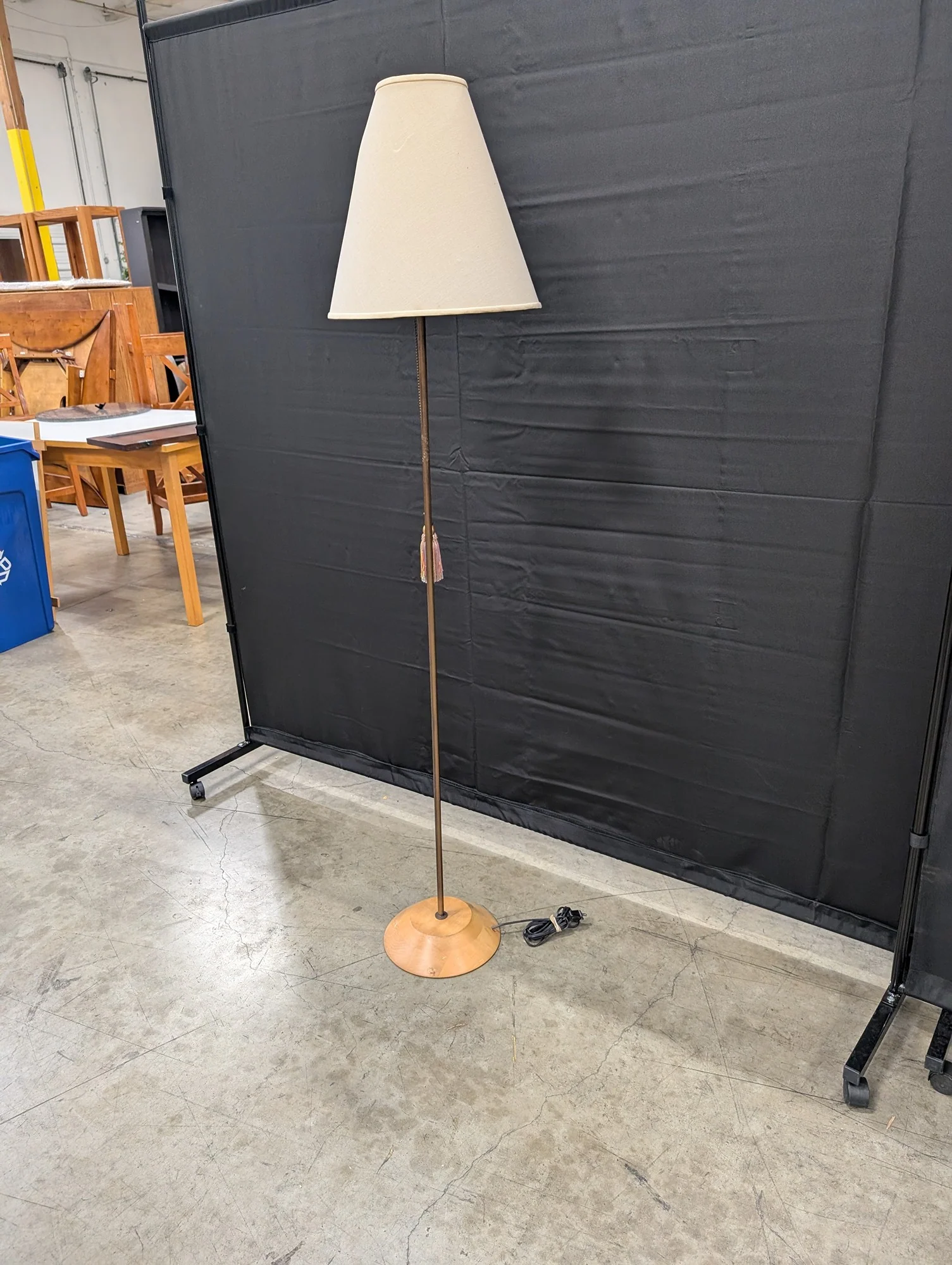 Classic Tapered Shade Floor Lamp with Wood Base - Image 3