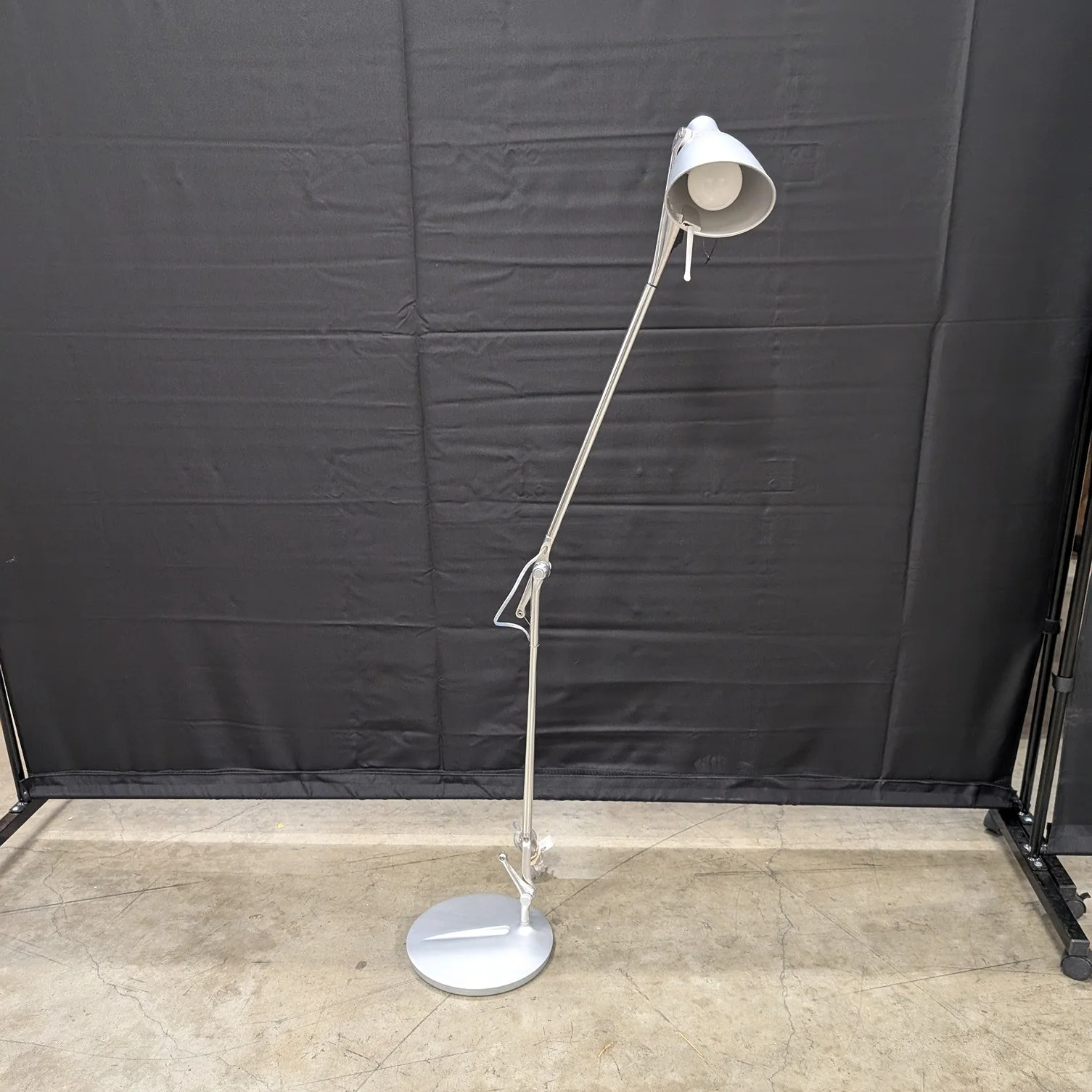 Adjustable Silver-Tone Floor Lamp with Conical Shade