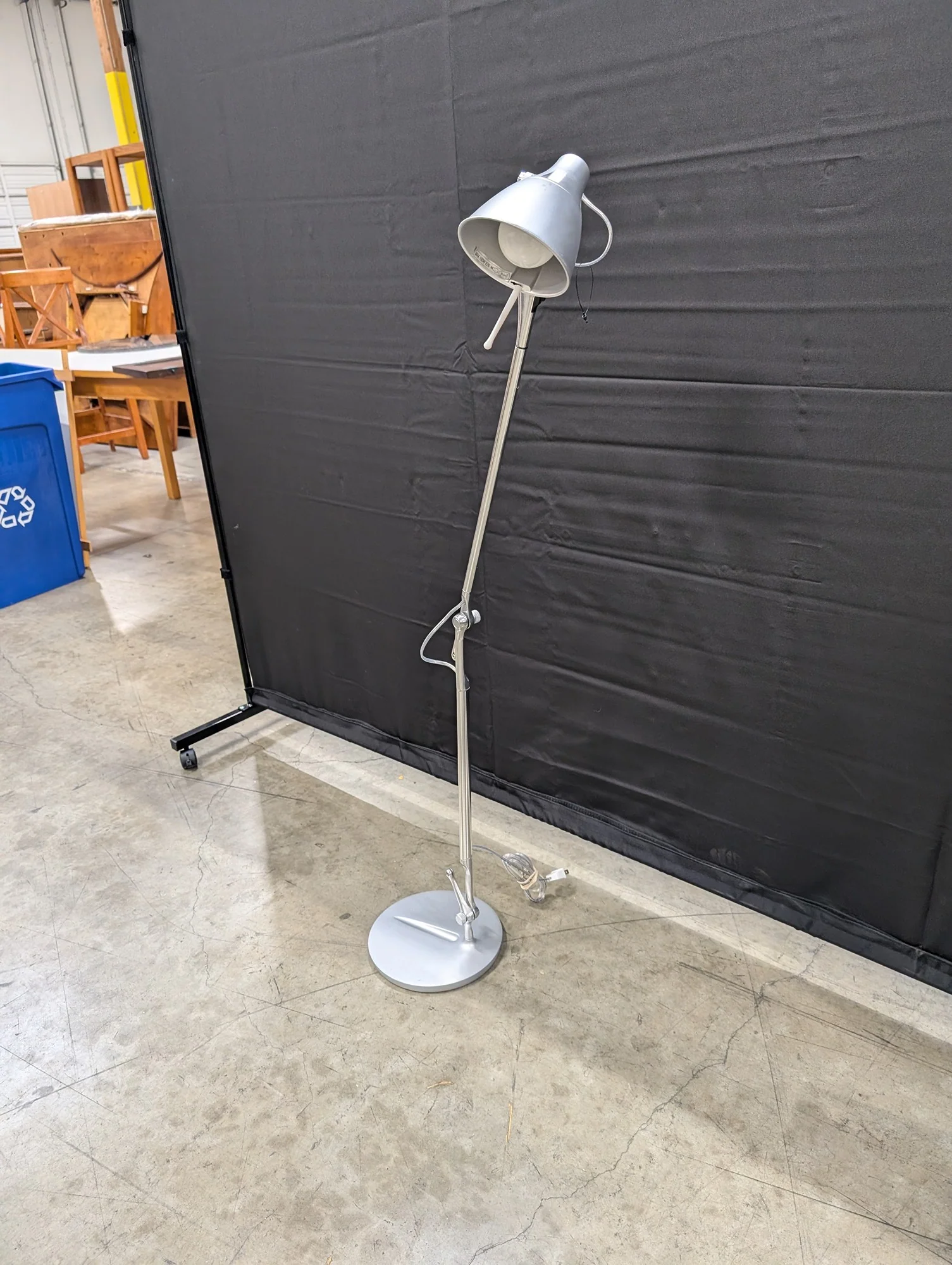 Adjustable Silver-Tone Floor Lamp with Conical Shade - Image 2