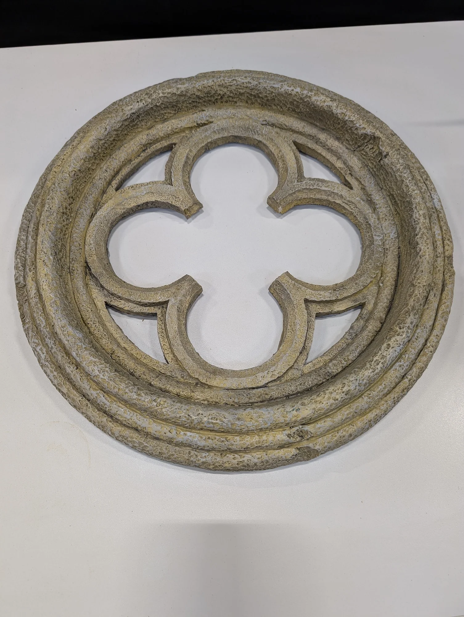 Textured Cast Stone Quatrefoil Medallion
