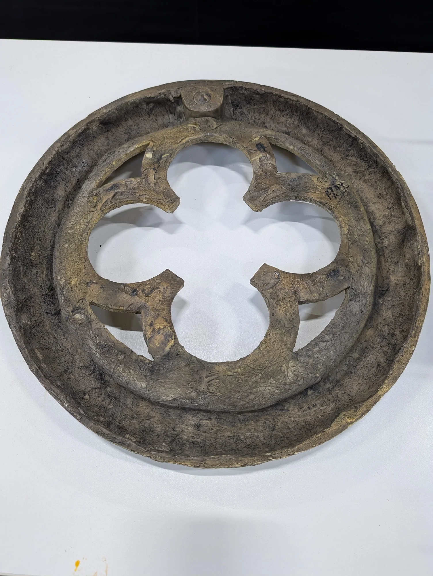 Textured Cast Stone Quatrefoil Medallion - Image 2