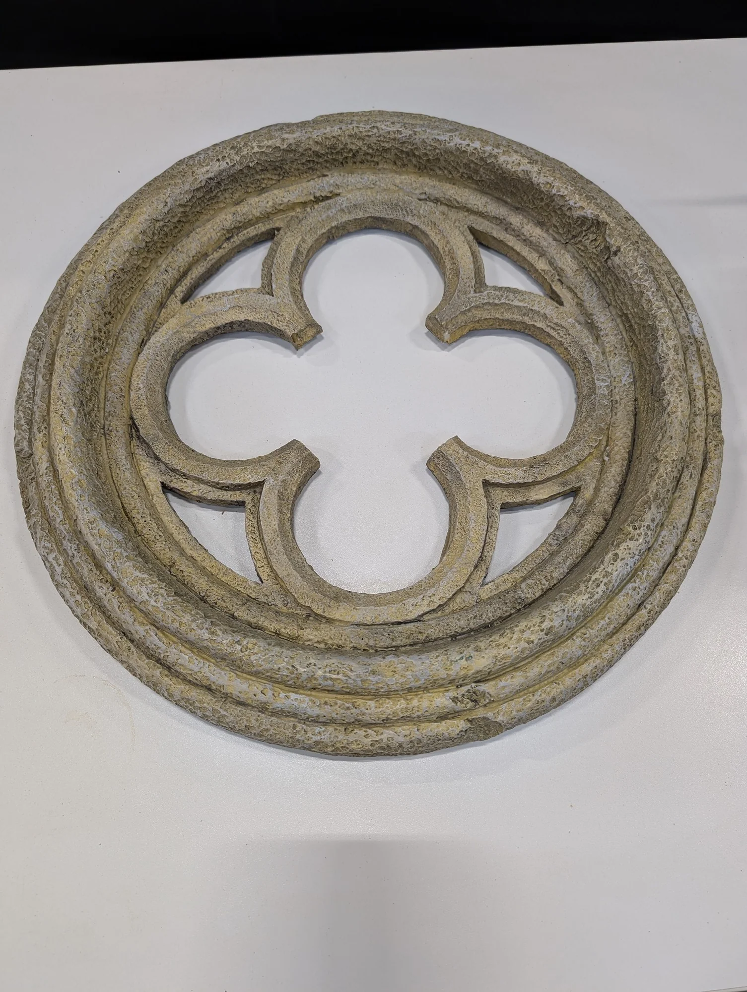 Textured Cast Stone Quatrefoil Medallion - Image 3