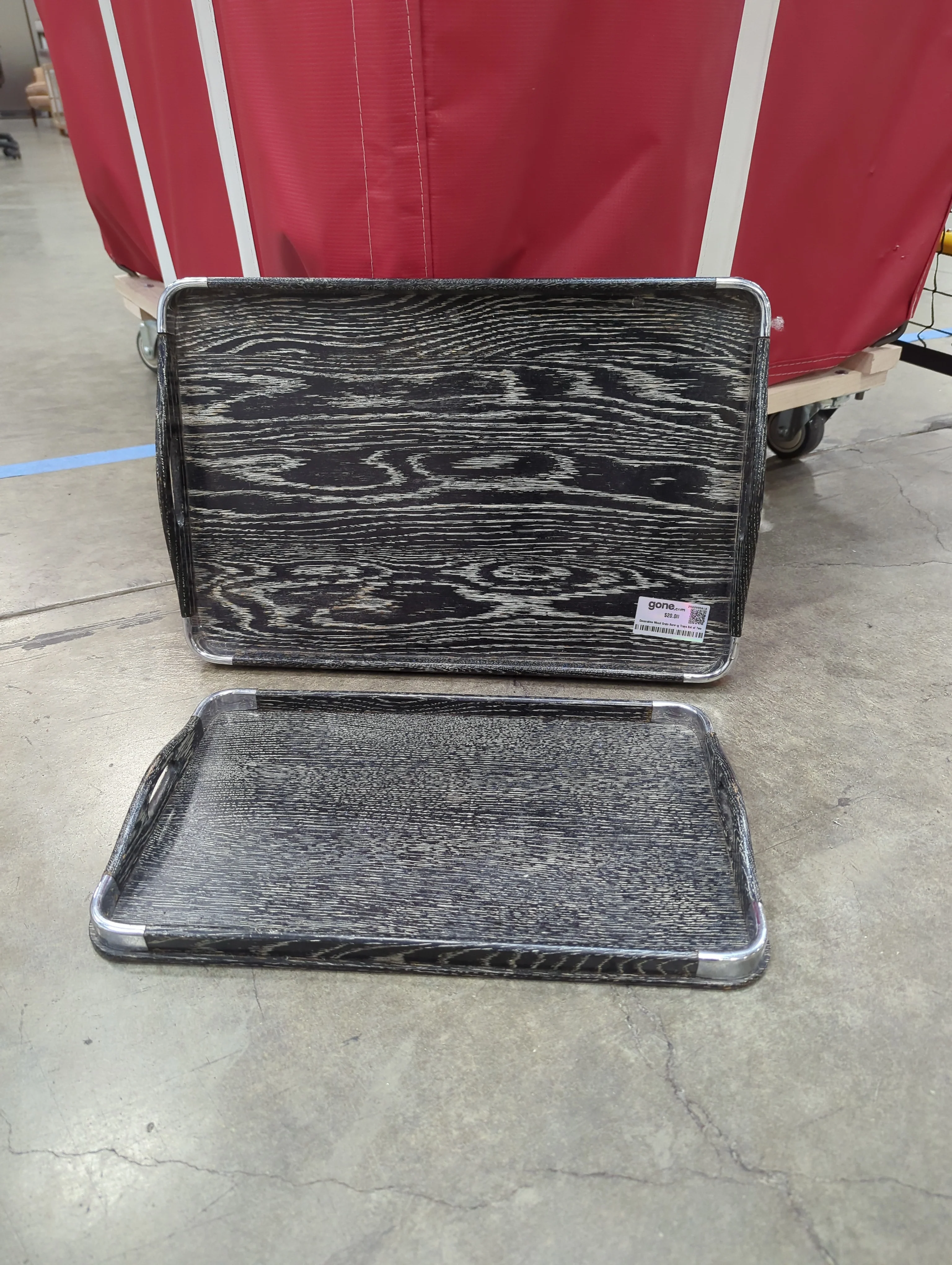 Decorative Wood Grain Serving Trays Set of Two - Image 2
