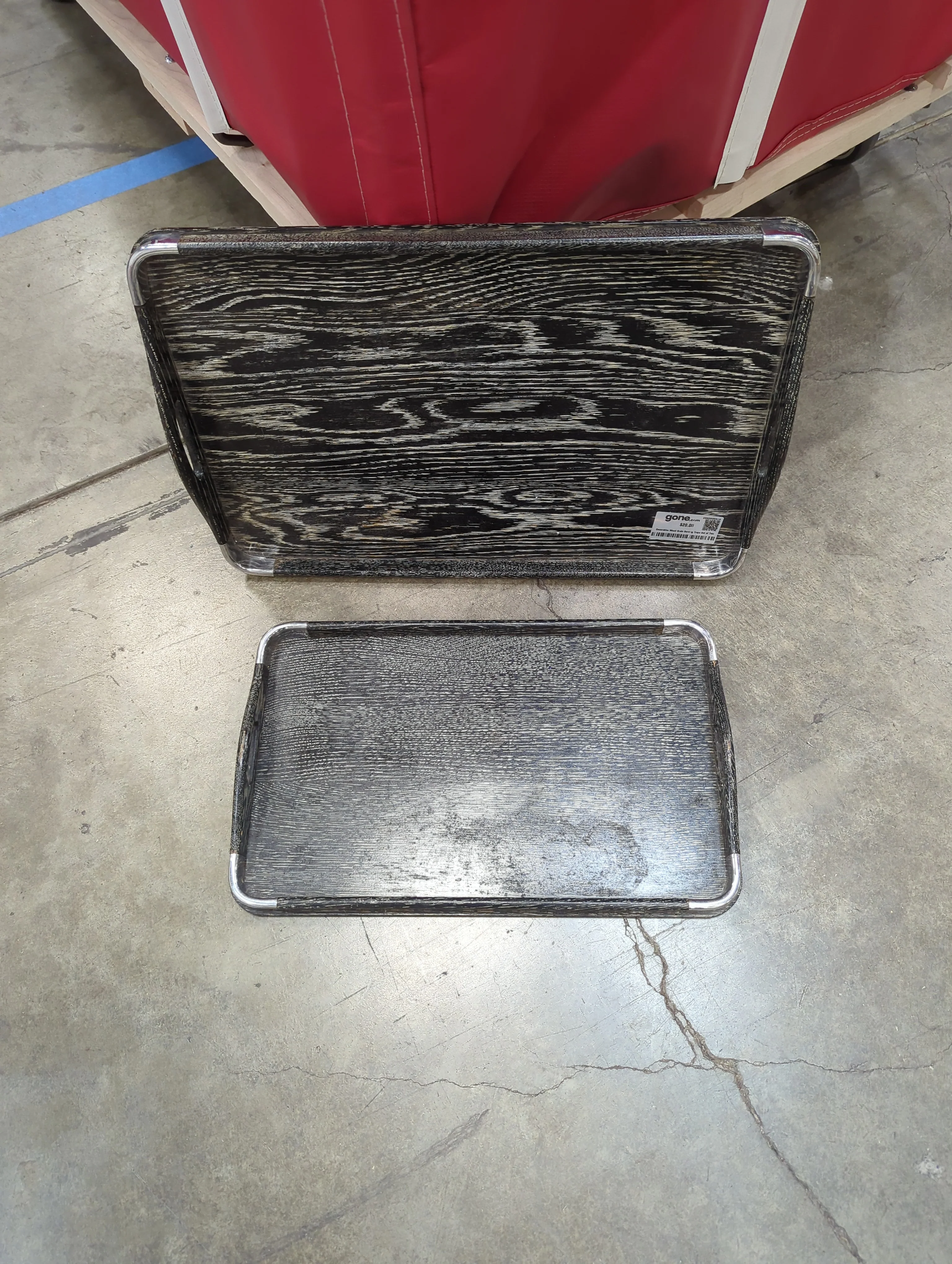 Decorative Wood Grain Serving Trays Set of Two - Image 3