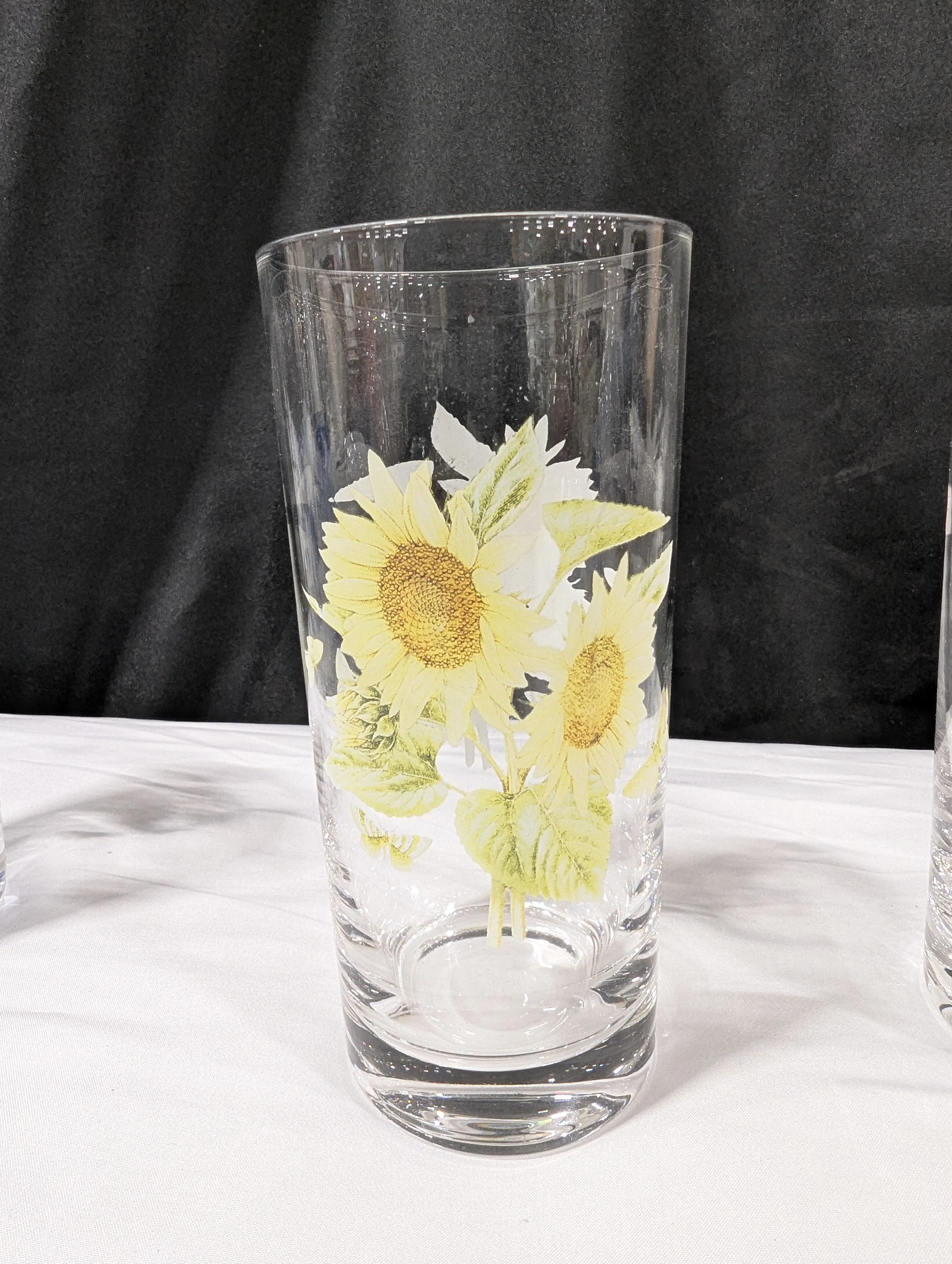 Set of Four Clear Glass Highball Tumblers with Assorted Floral Butterfly Designs - Image 4