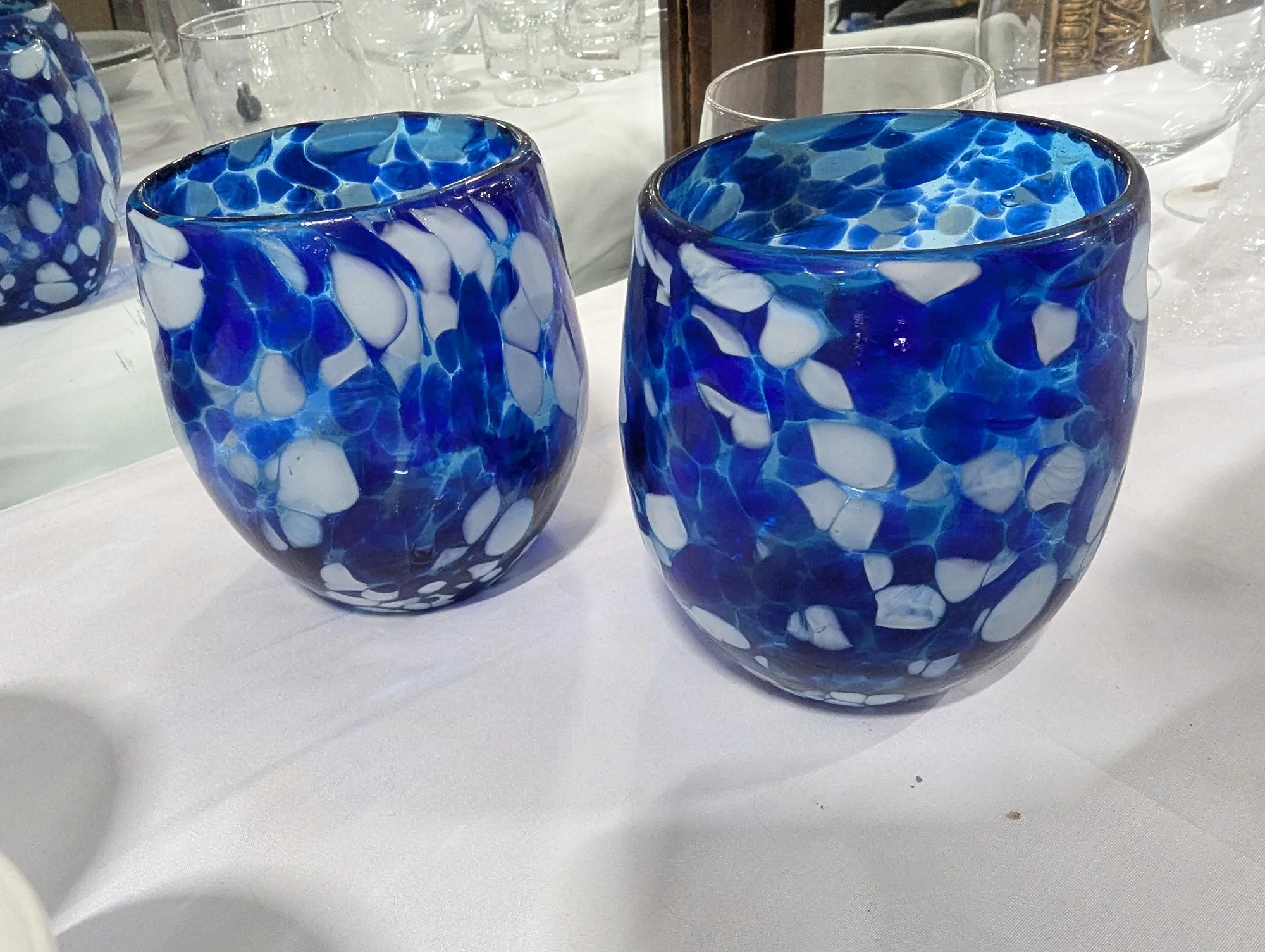 Artisan Blue and White Confetti Glass Tumblers Set - Image 3