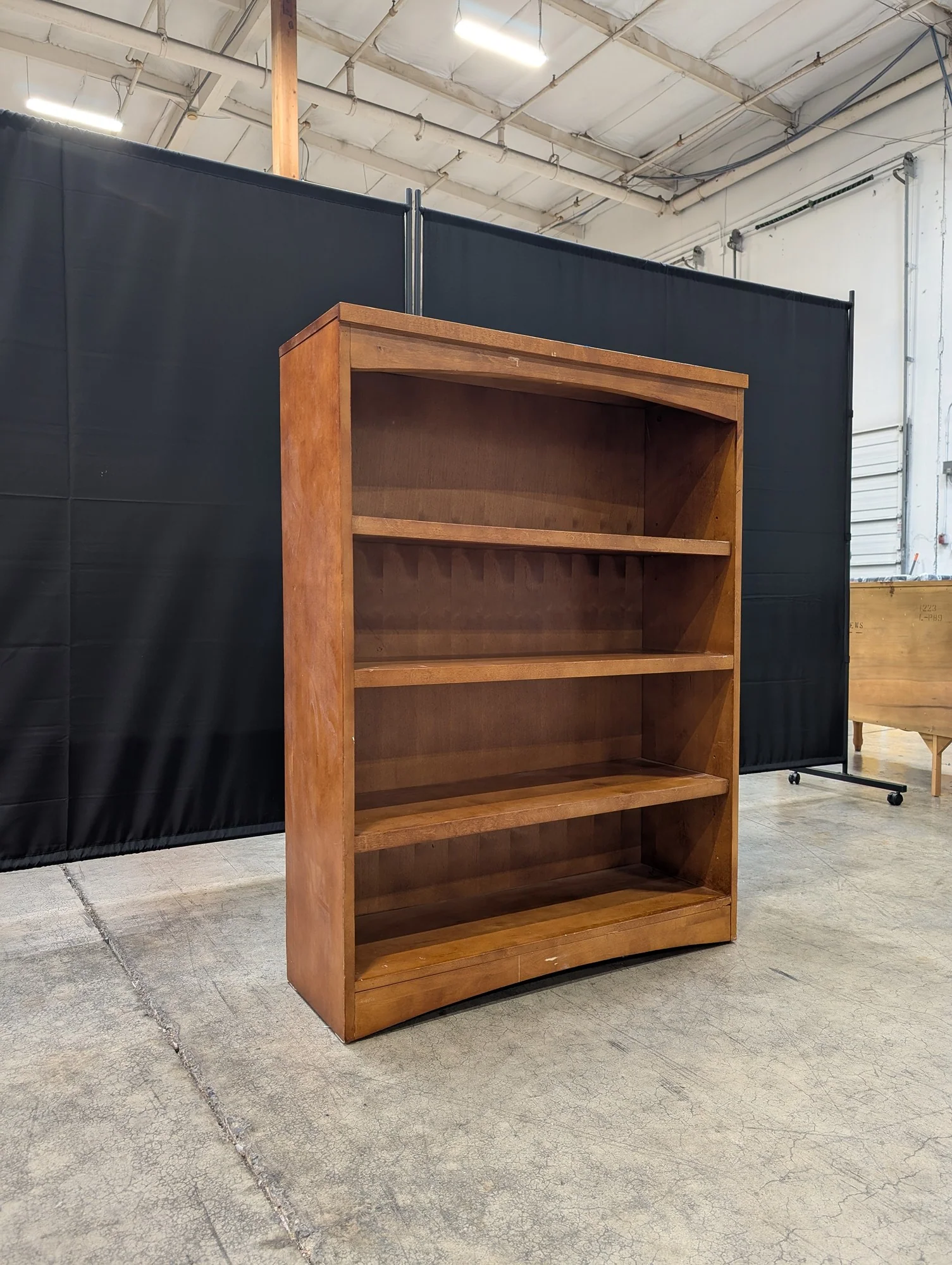 Compact Stained Wood Bookcase with Arched Top - Image 4