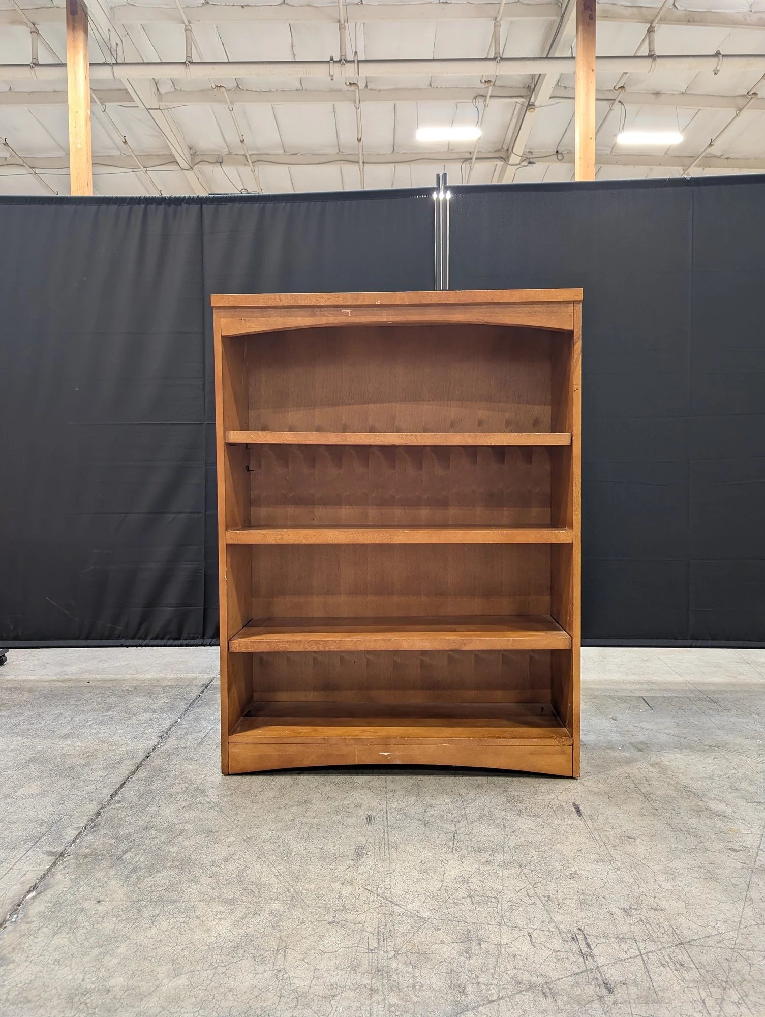 Compact Stained Wood Bookcase with Arched Top - Image 5