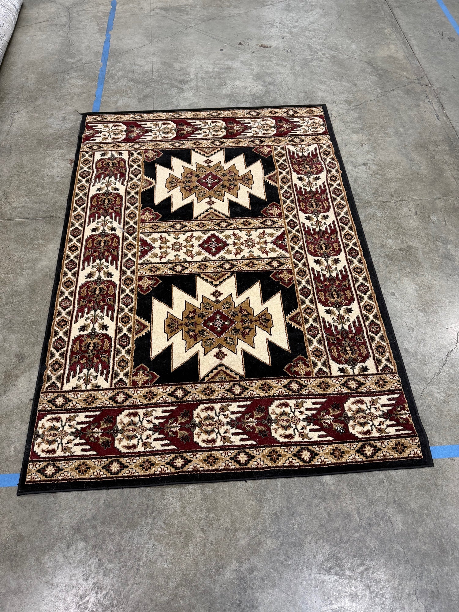 Southwestern Tribal Geometric Panel Area Rug