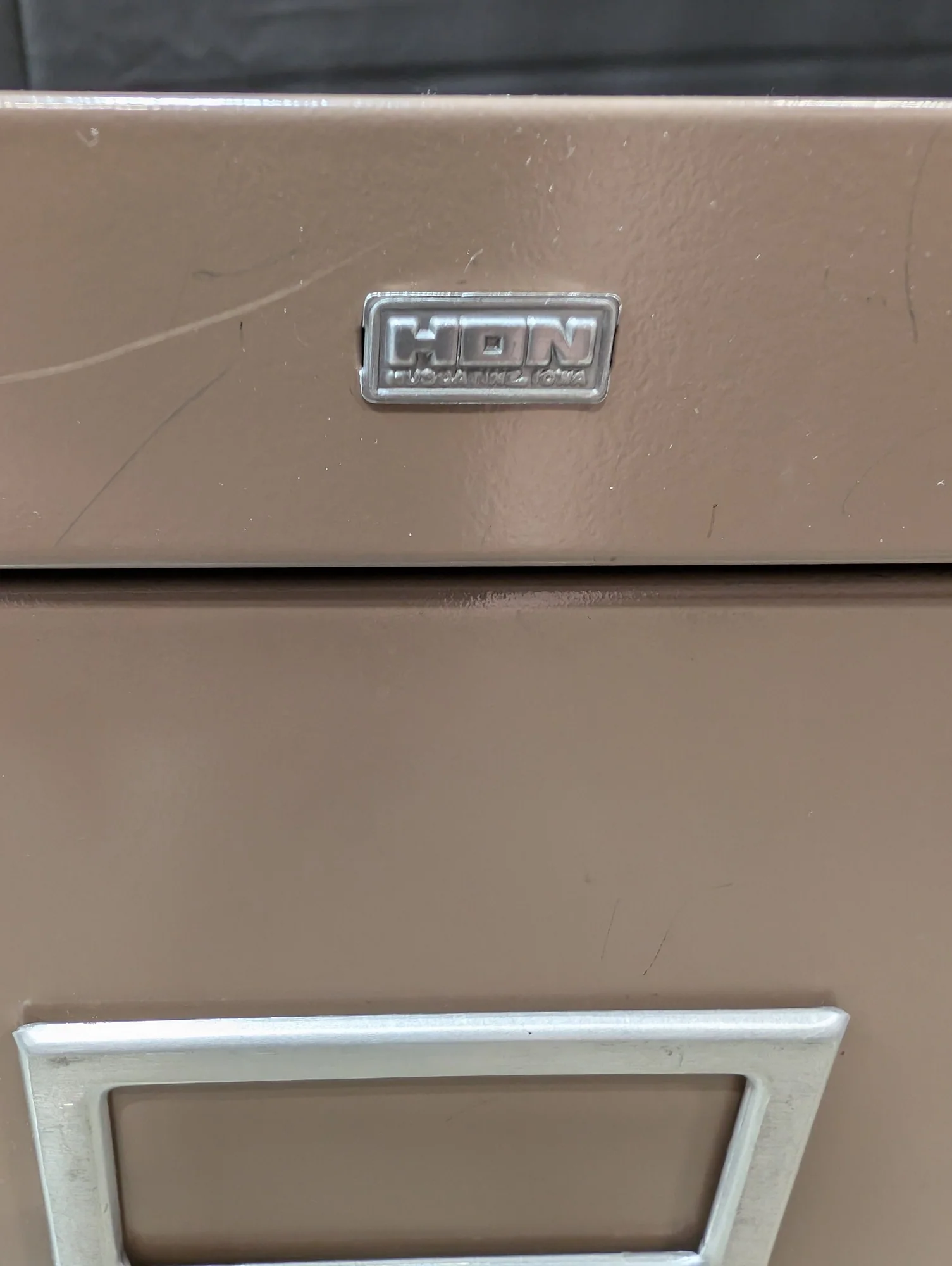HON Two-Drawer Metal Filing Cabinet - Taupe Office Storage - Image 2