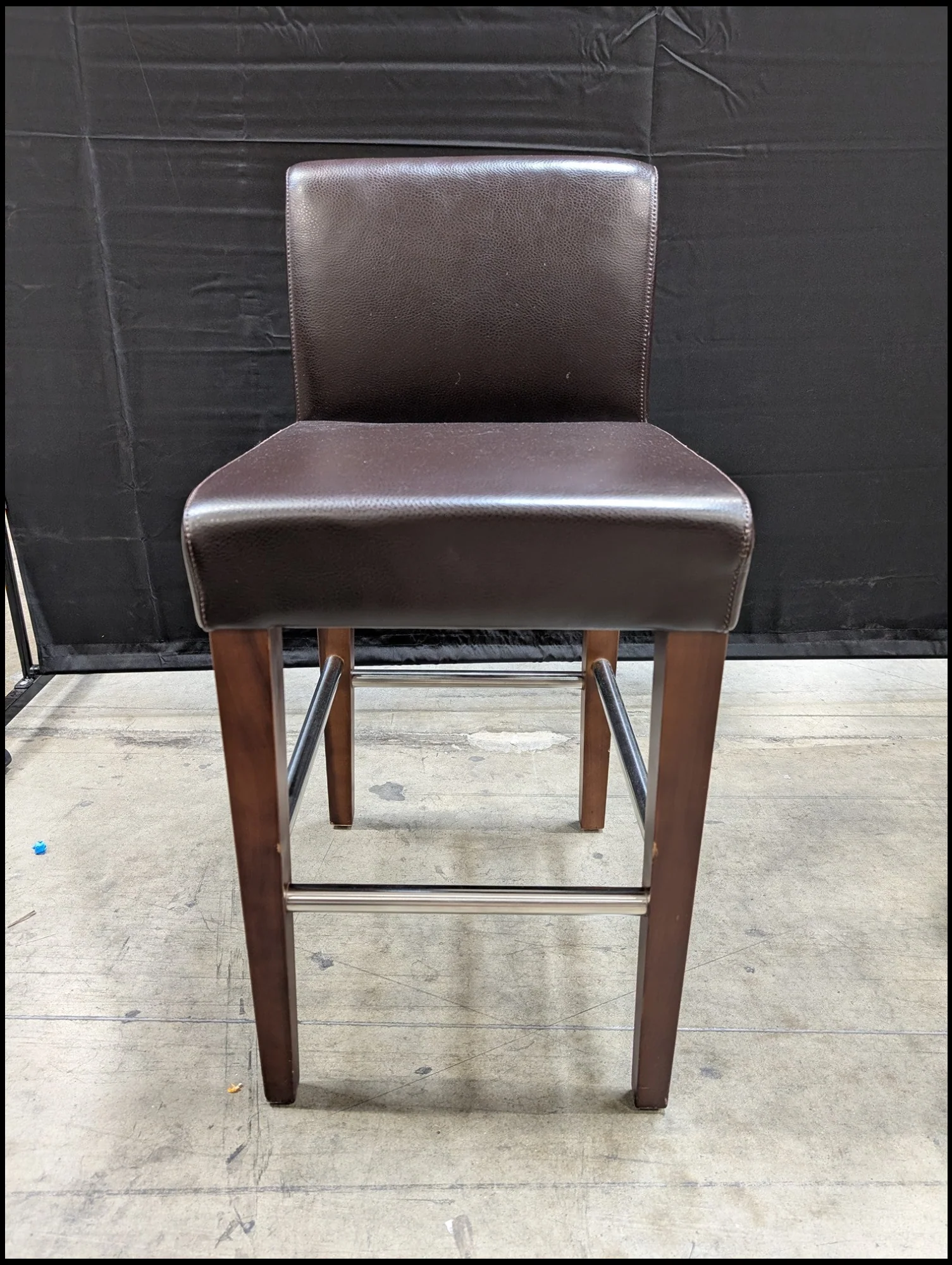 Contemporary Dark Brown Upholstered Bar Stool with Wood Frame