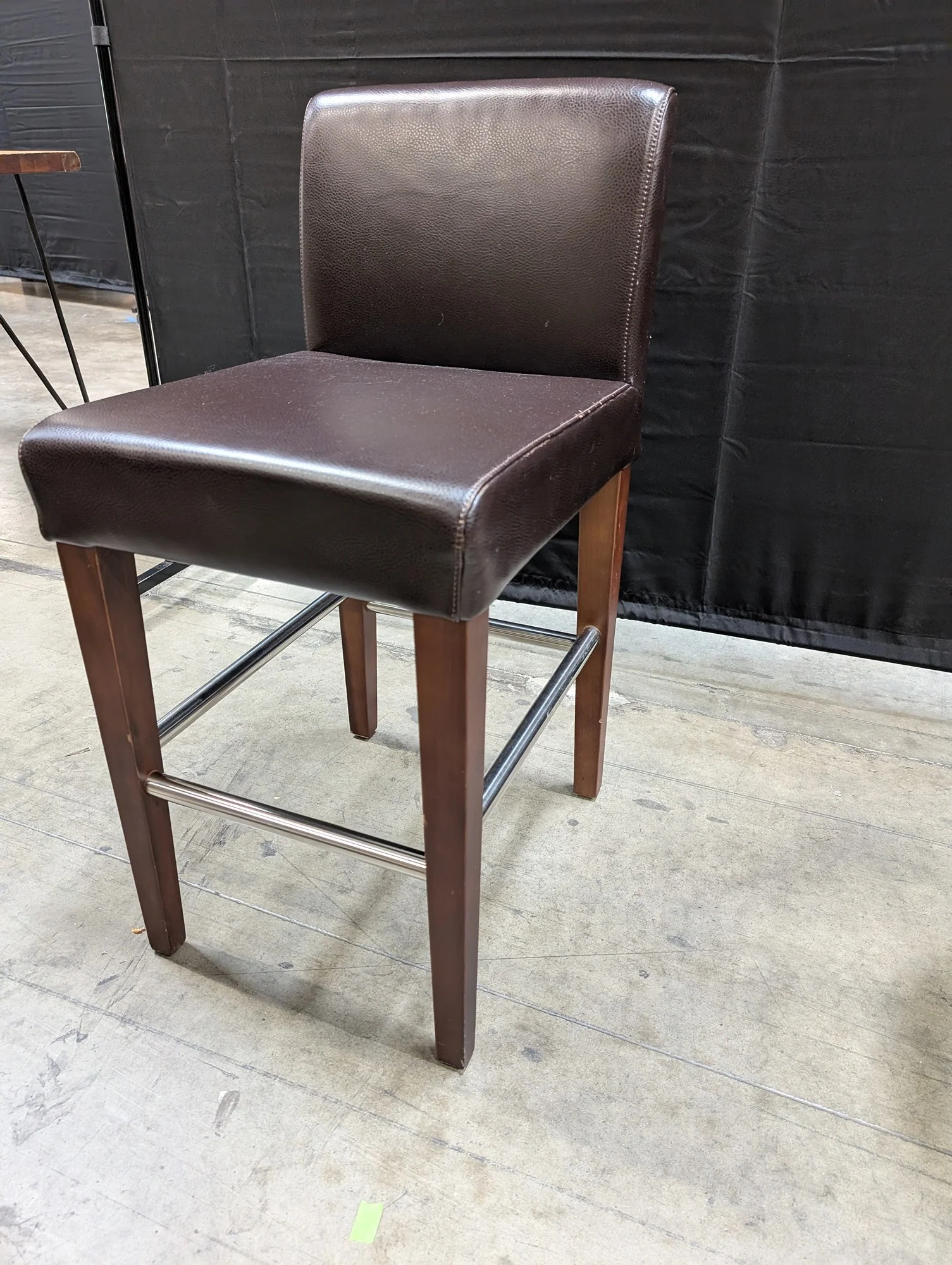 Contemporary Dark Brown Upholstered Bar Stool with Wood Frame - Image 2
