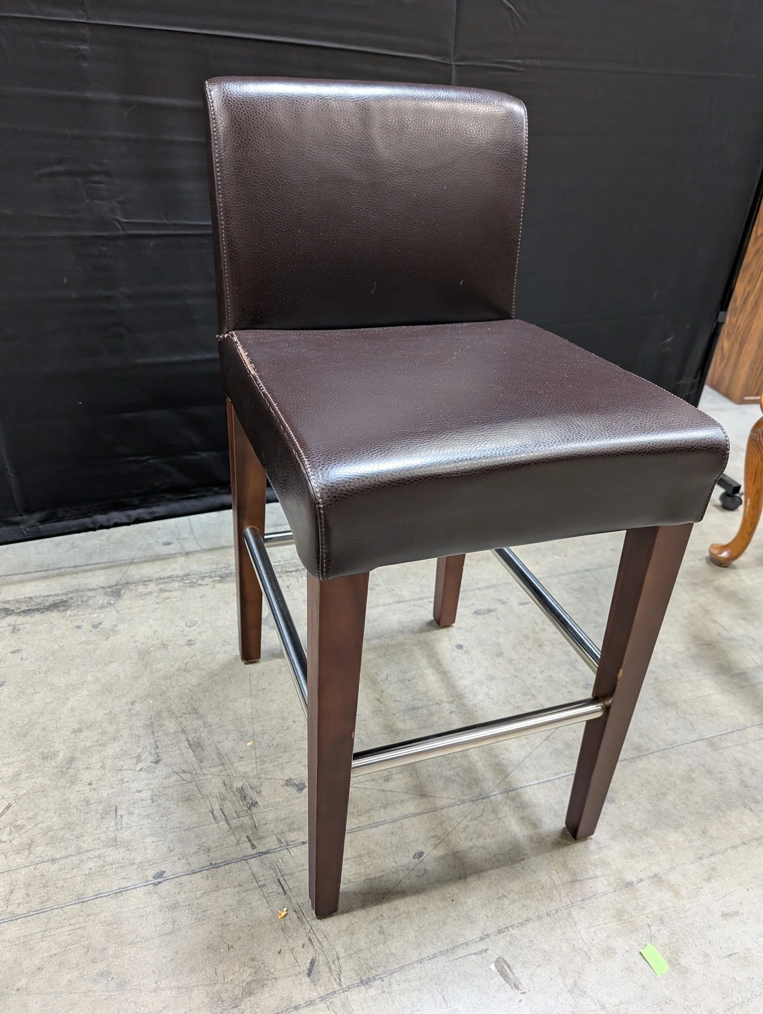 Contemporary Dark Brown Upholstered Bar Stool with Wood Frame - Image 3