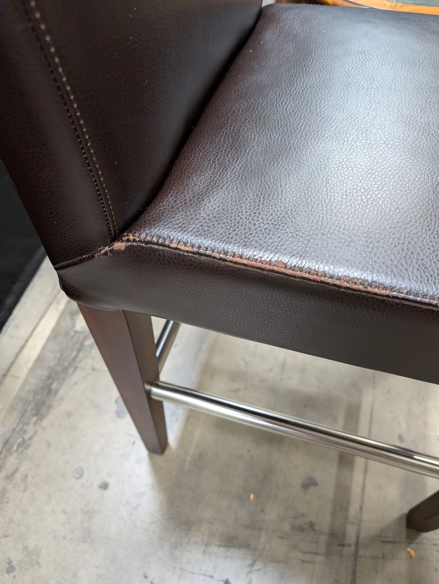 Contemporary Dark Brown Upholstered Bar Stool with Wood Frame - Image 4