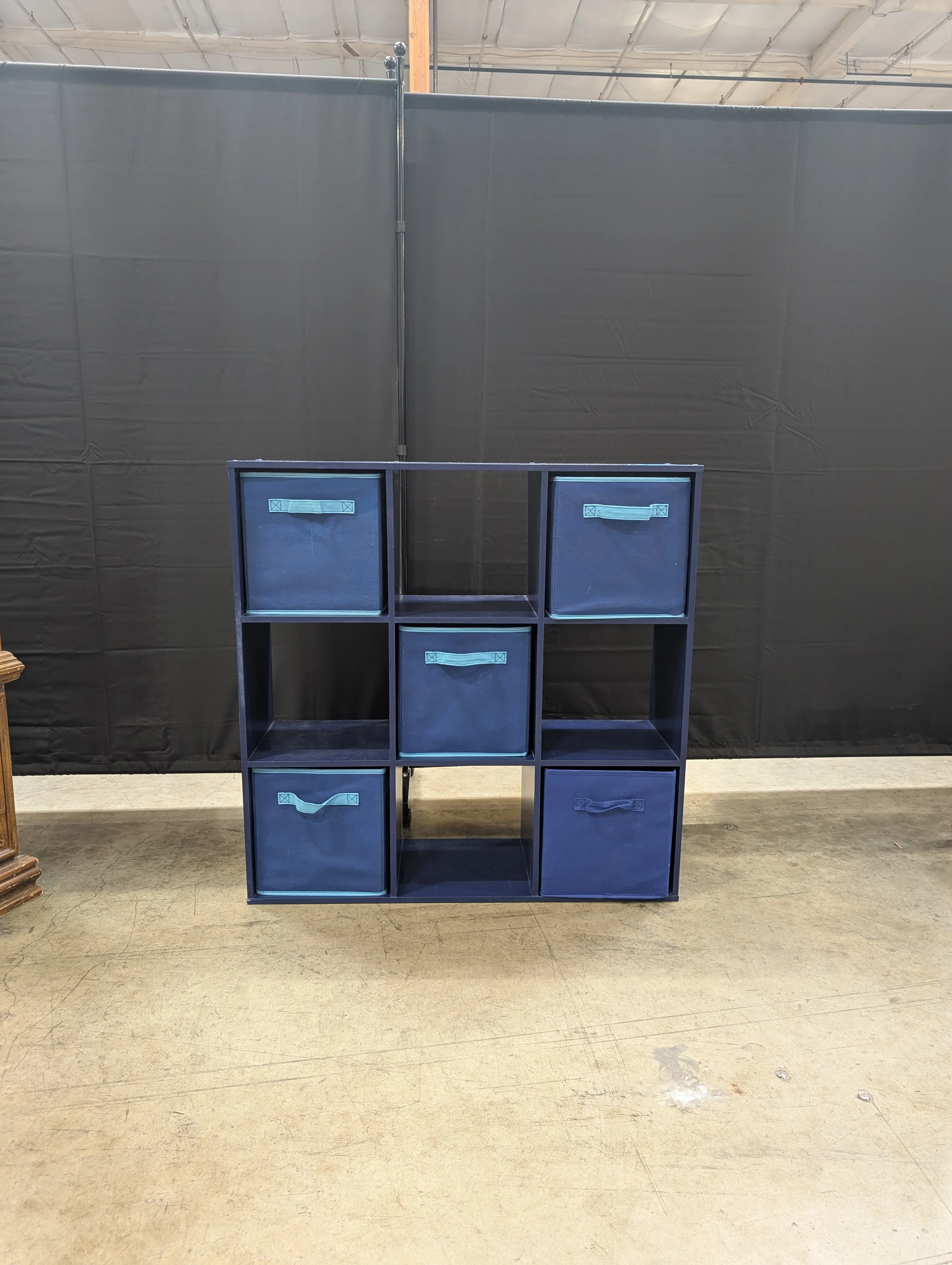 Versatile Blue 6-Cube Storage Organizer with Fabric Bins