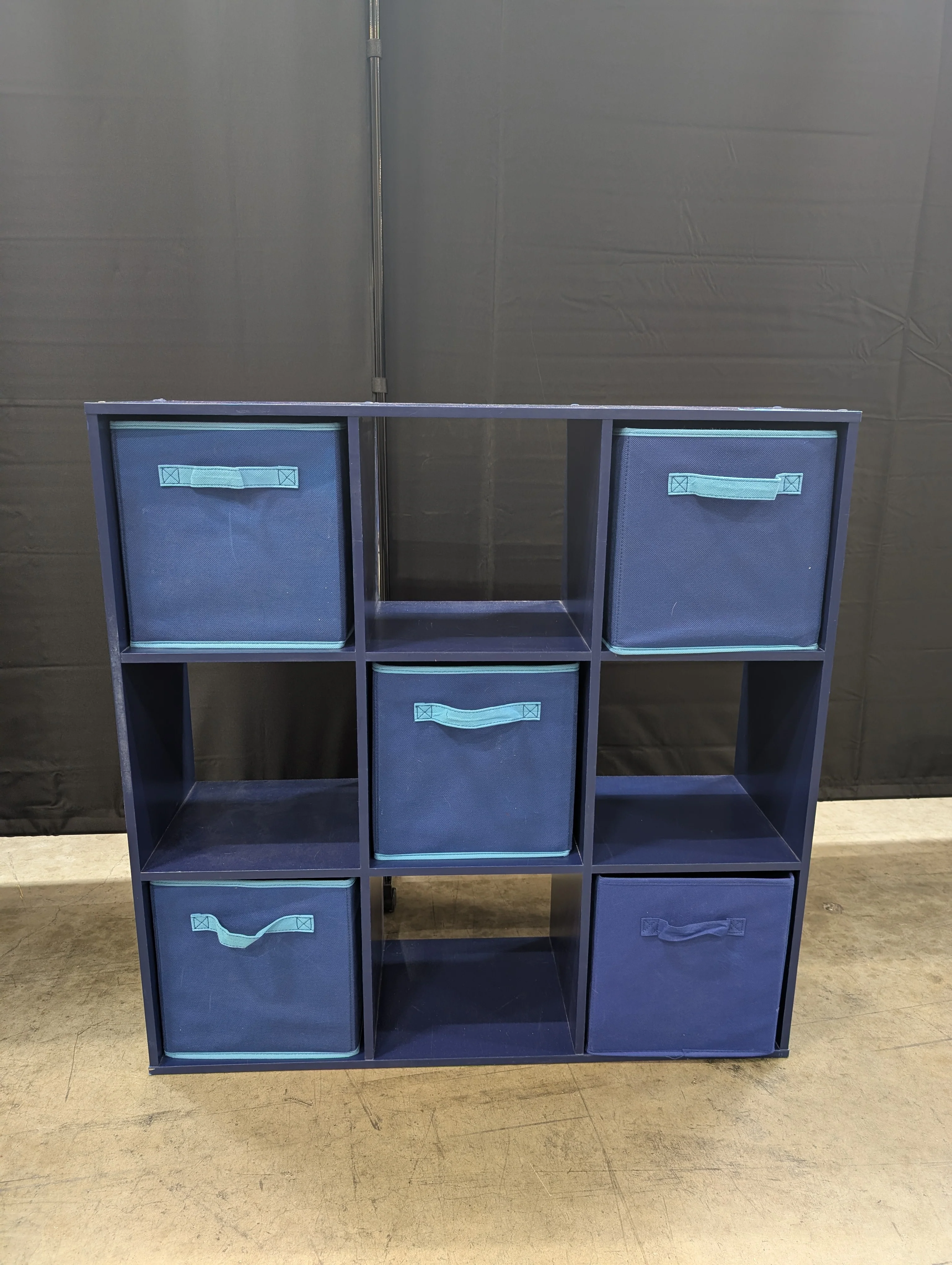 Versatile Blue 6-Cube Storage Organizer with Fabric Bins - Image 2